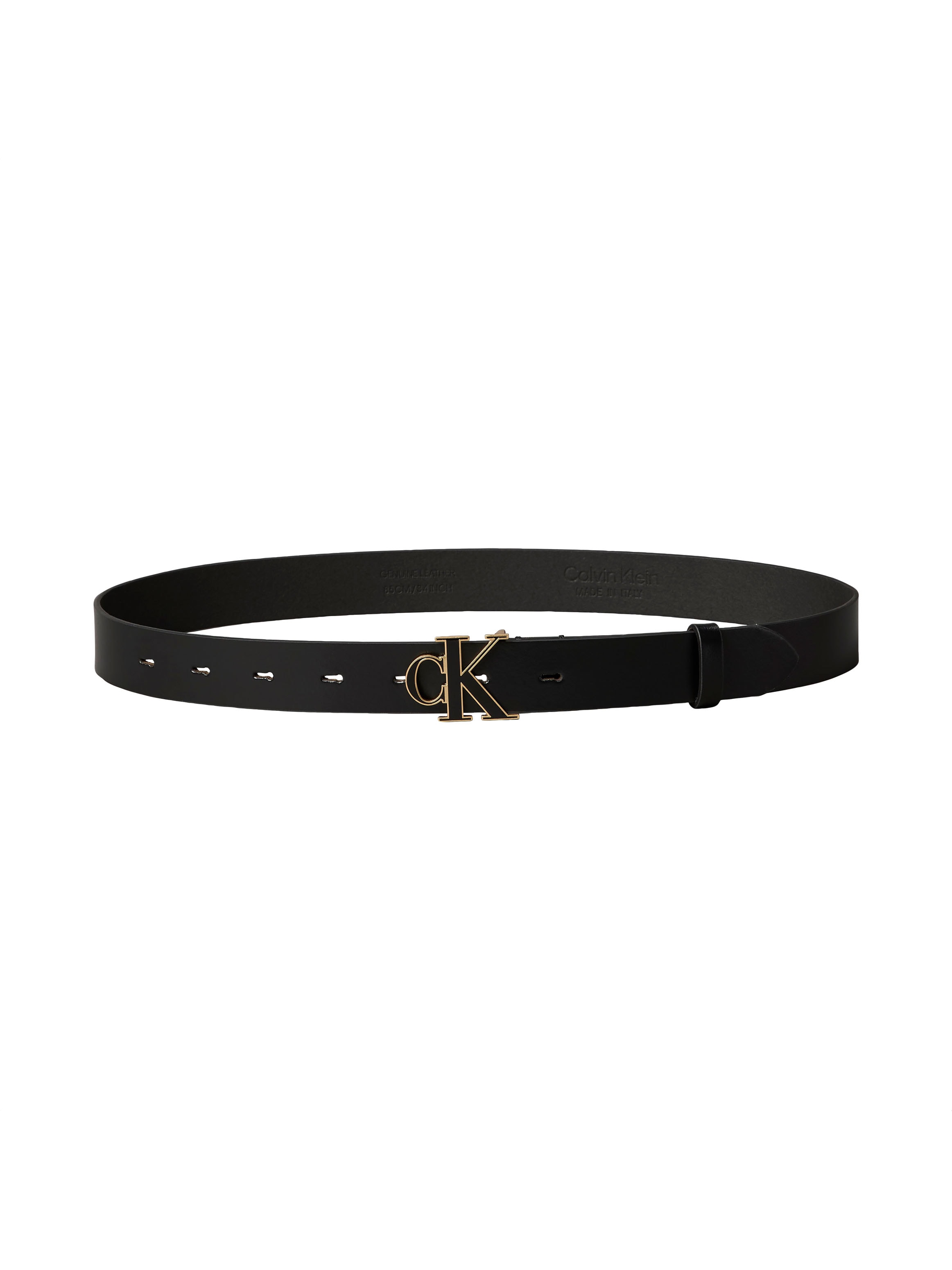 Calvin Klein Ceinture en cuir »ROUND CK BUCKLE 30MM BELT INLAY« taille réglable avec boucle métallique