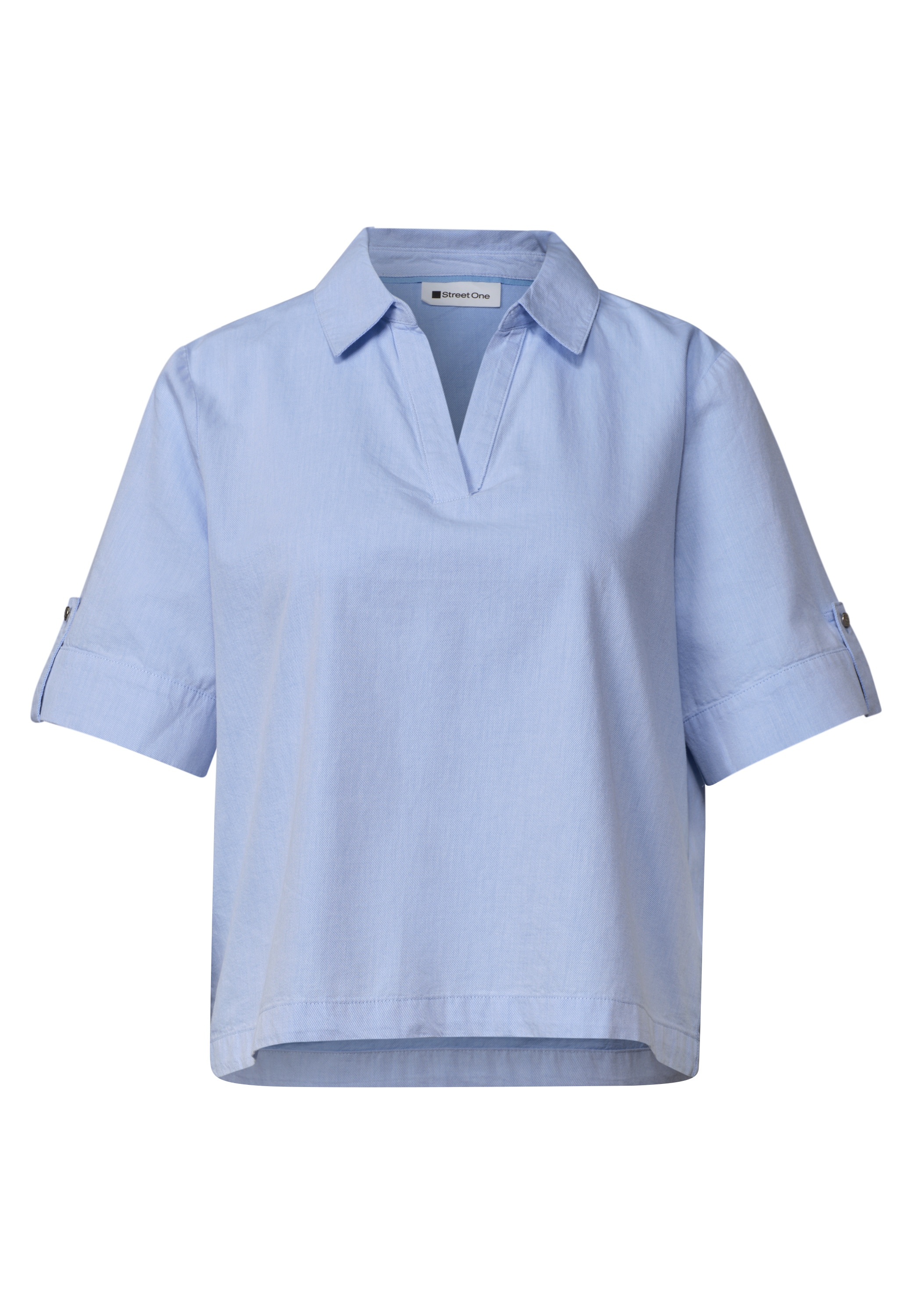 STREET ONE Blouse à manches courtes Blouse d'été à manches courtes avec col chemisier