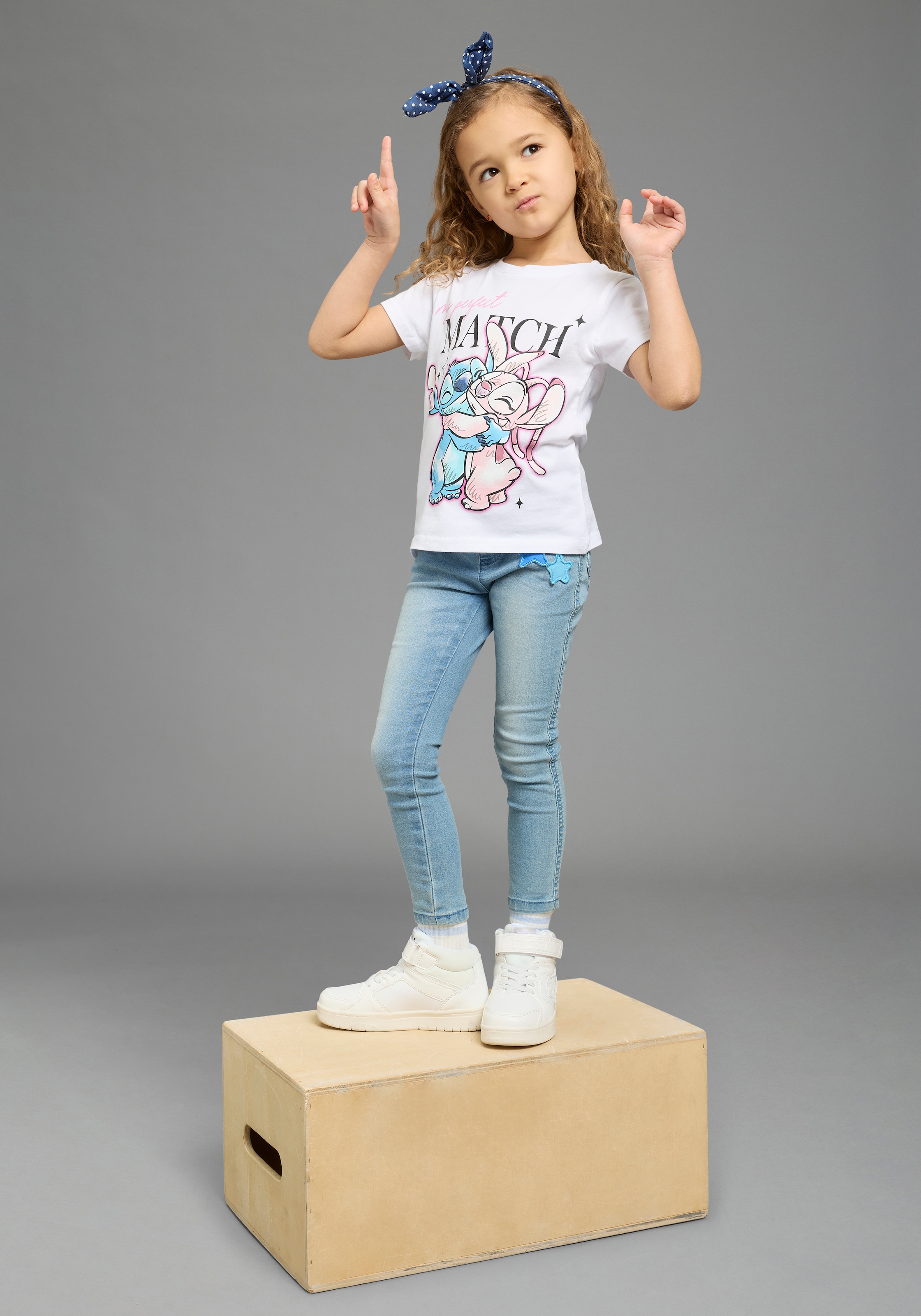 KIDSWORLD T-shirt »STITCH: perfect match - Disney Shirt« Kurzarm, mit Rundhalsausschnitt, bedruckt, aus Baumwolle