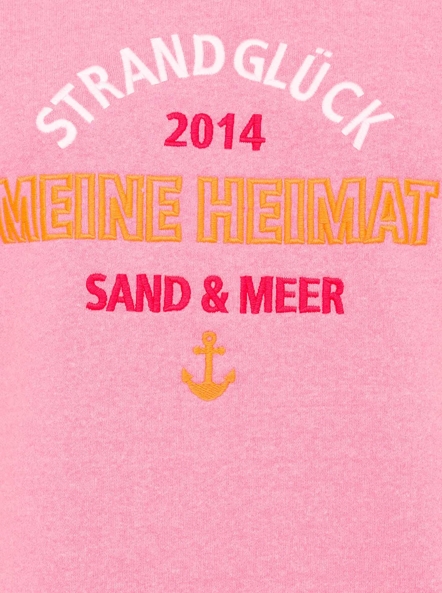 Zwillingsherz Pull »"Strandglück 2014"«, mit Used-Look Kanten und Stickerei
