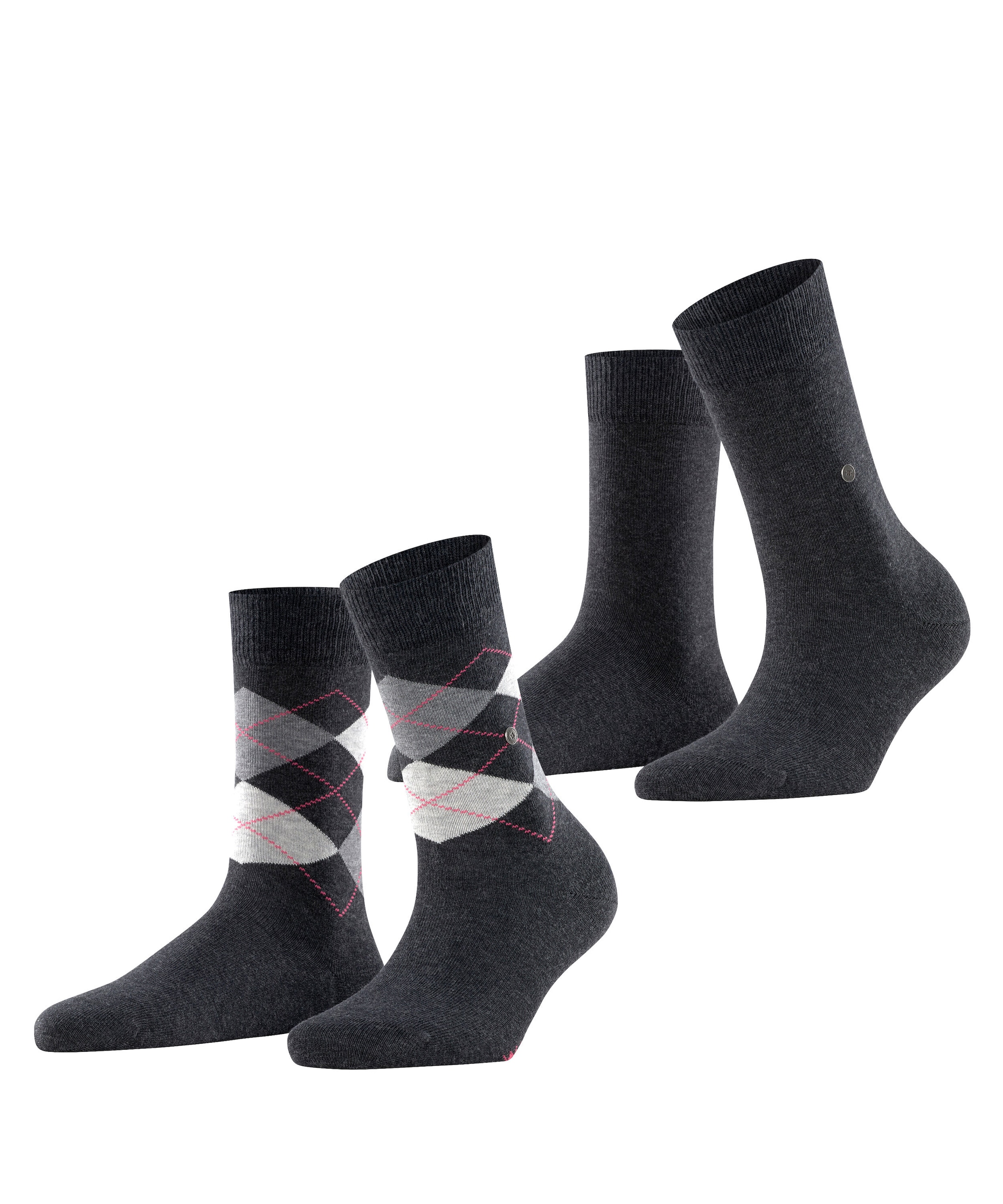 Burlington 1100000002199 »Everyday Mix« 2 paires,  taille unique 36-41, uni et motif argyle