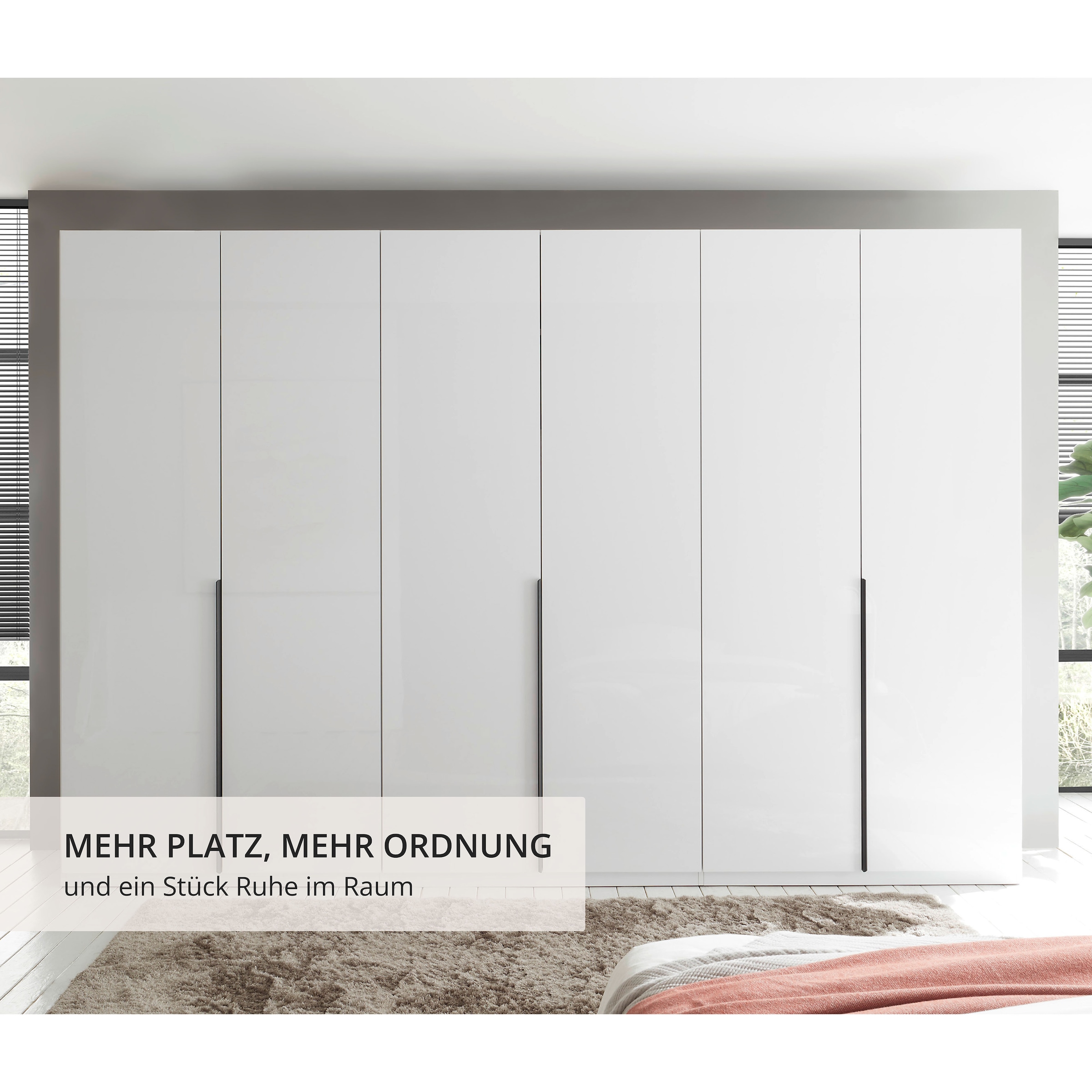 Schlafkontor Drehtürenschrank »Camoleo Kleiderschrank, 300cm Schrank in Hochglanz Soft-Close-Funktion« Spiegel auf der Innenseite der Tür