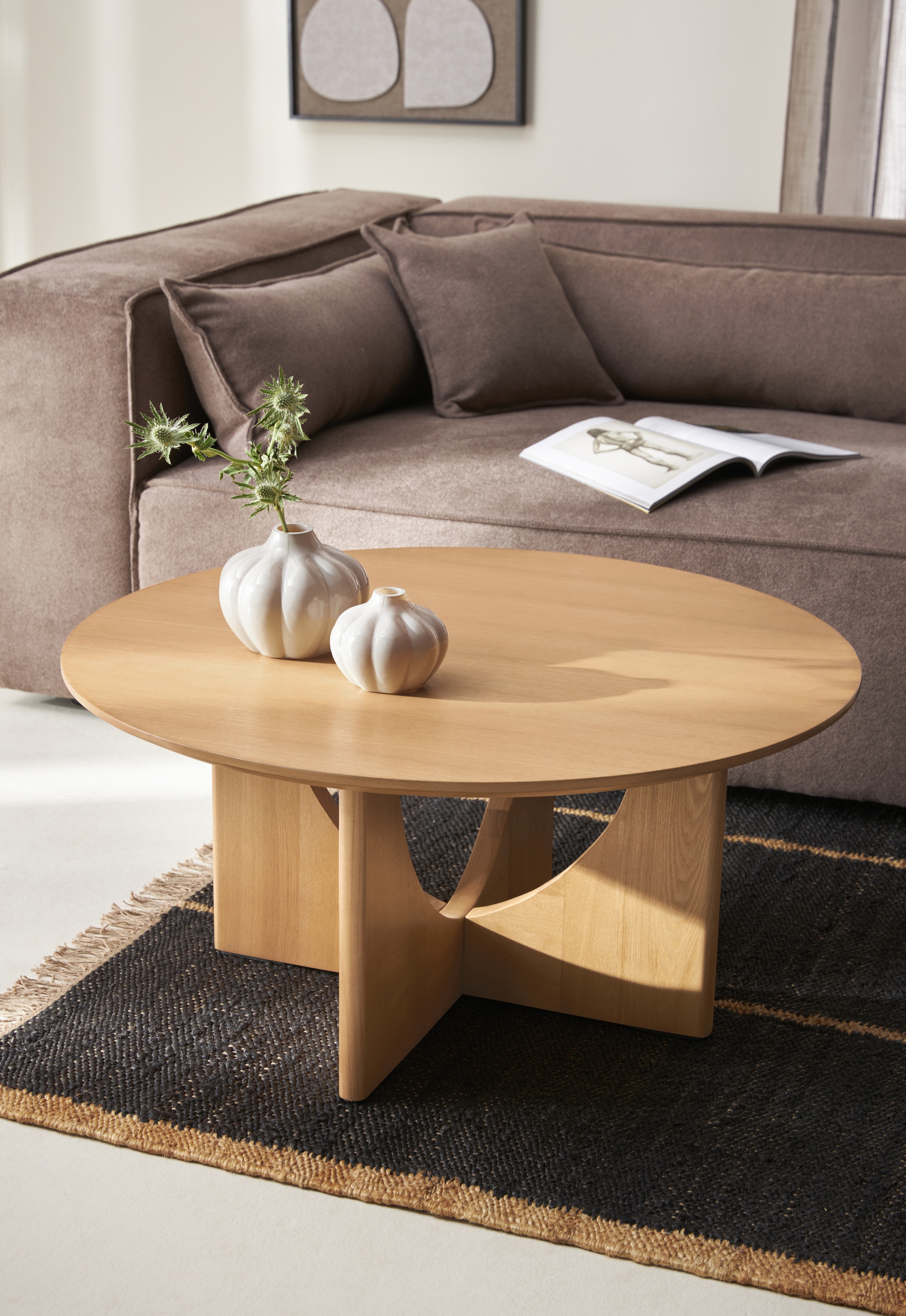 LeGer Home by Lena Gercke Couchtisch »Zirella« 1 Stk. tlg. massives Eschenholz, markantes Kreuzfuss-Design, Breite 85 cm