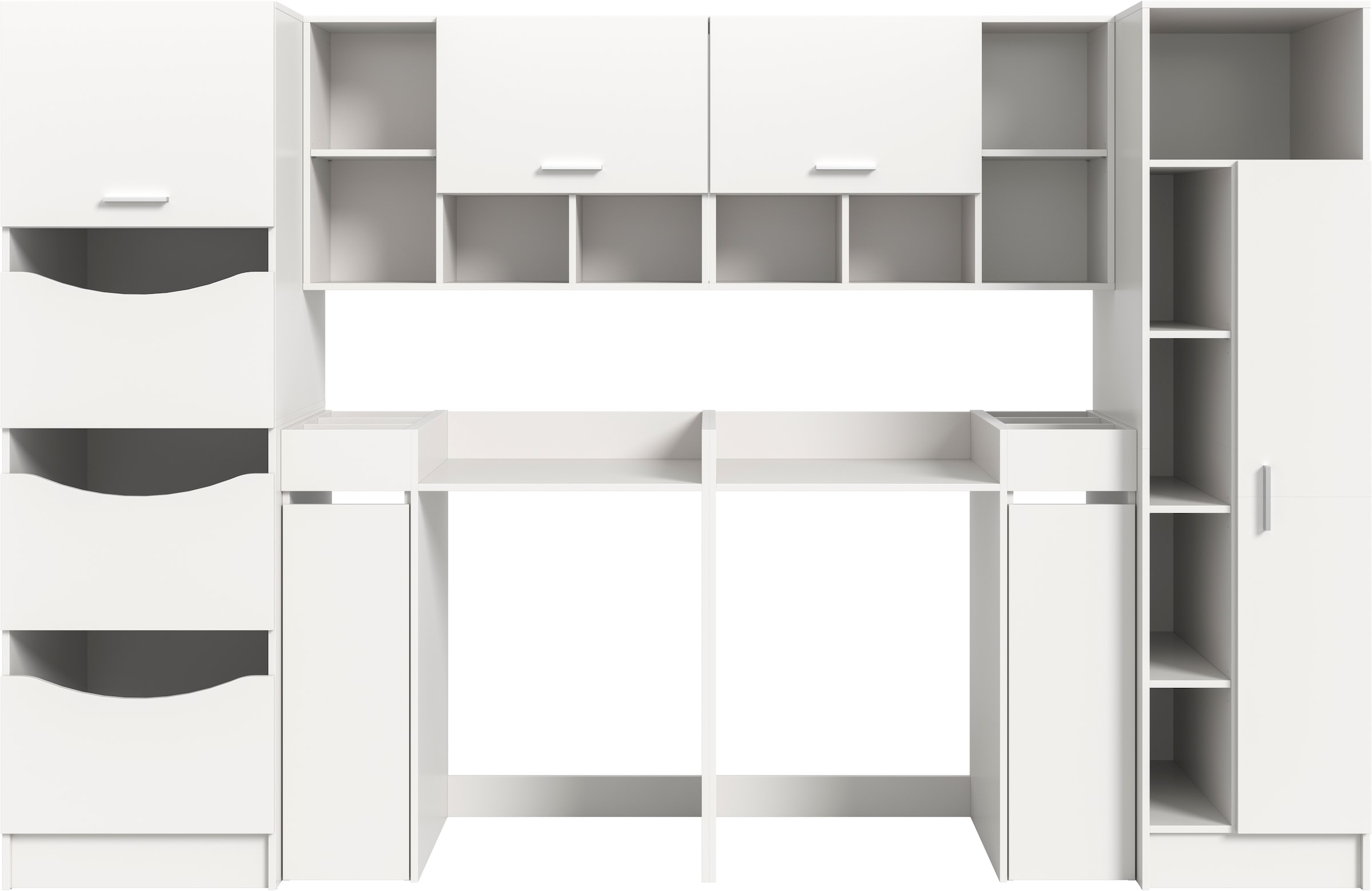 welltime Ensemble de meubles de salle de bain »FALAS, TOPSELLER!, 8-teilig, Hauswirtschaftsraum Set, Breite 300 cm« Set, Wäscheschrank, Hängeschrank,Standregal, Umbauschrank, Mehrzweckschrank, 8 cuis tlg.