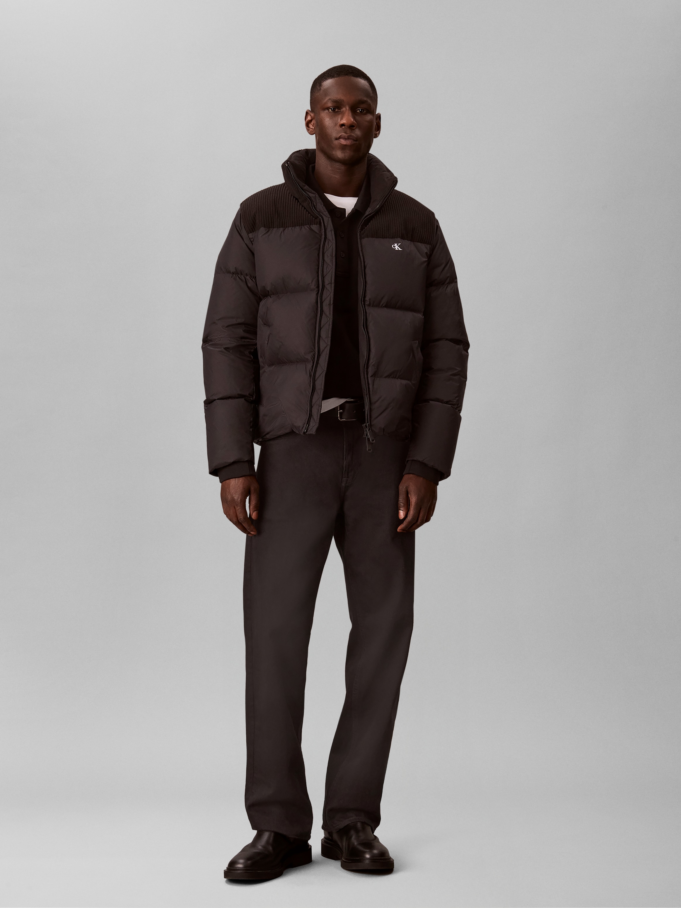 Calvin Klein Steppjacke »MIXED MEDIA DOWN PUFFER« ohne Kapuze Regular fit mit Stehkragen