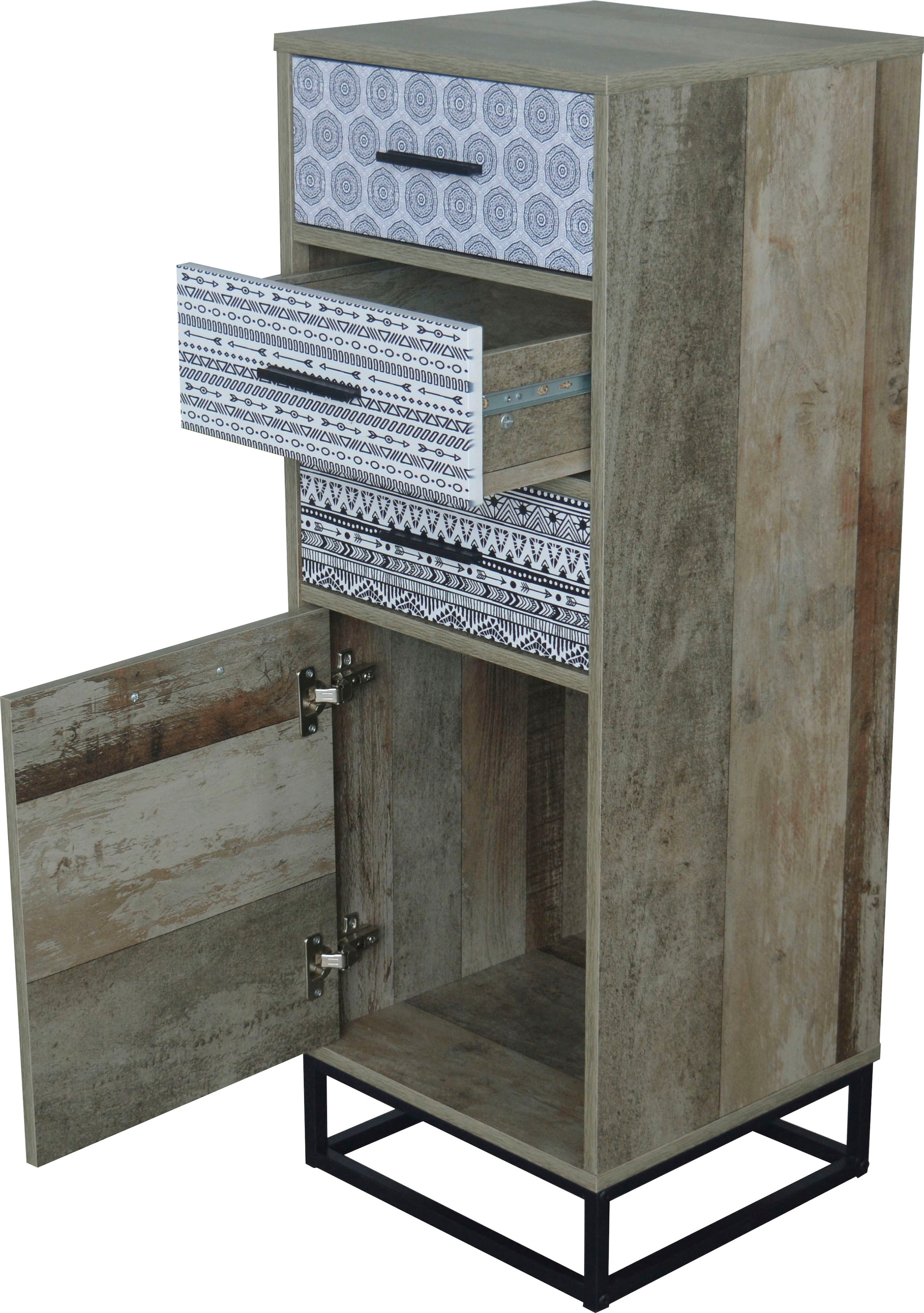 SIT Commode »Kappeln mit 3 Schubladen und Tür in Holzoptik« Façades décoratives à motifs noir et blanc dans un design scandinave