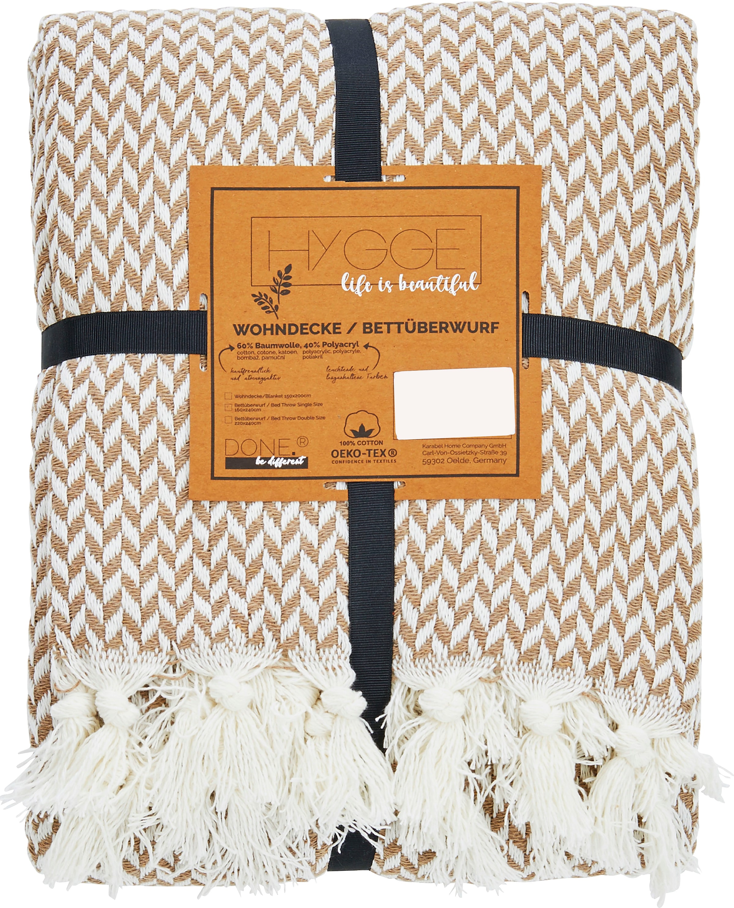 done.® Wohndecke »Elena« Fransen, Baumwolle, unifarben