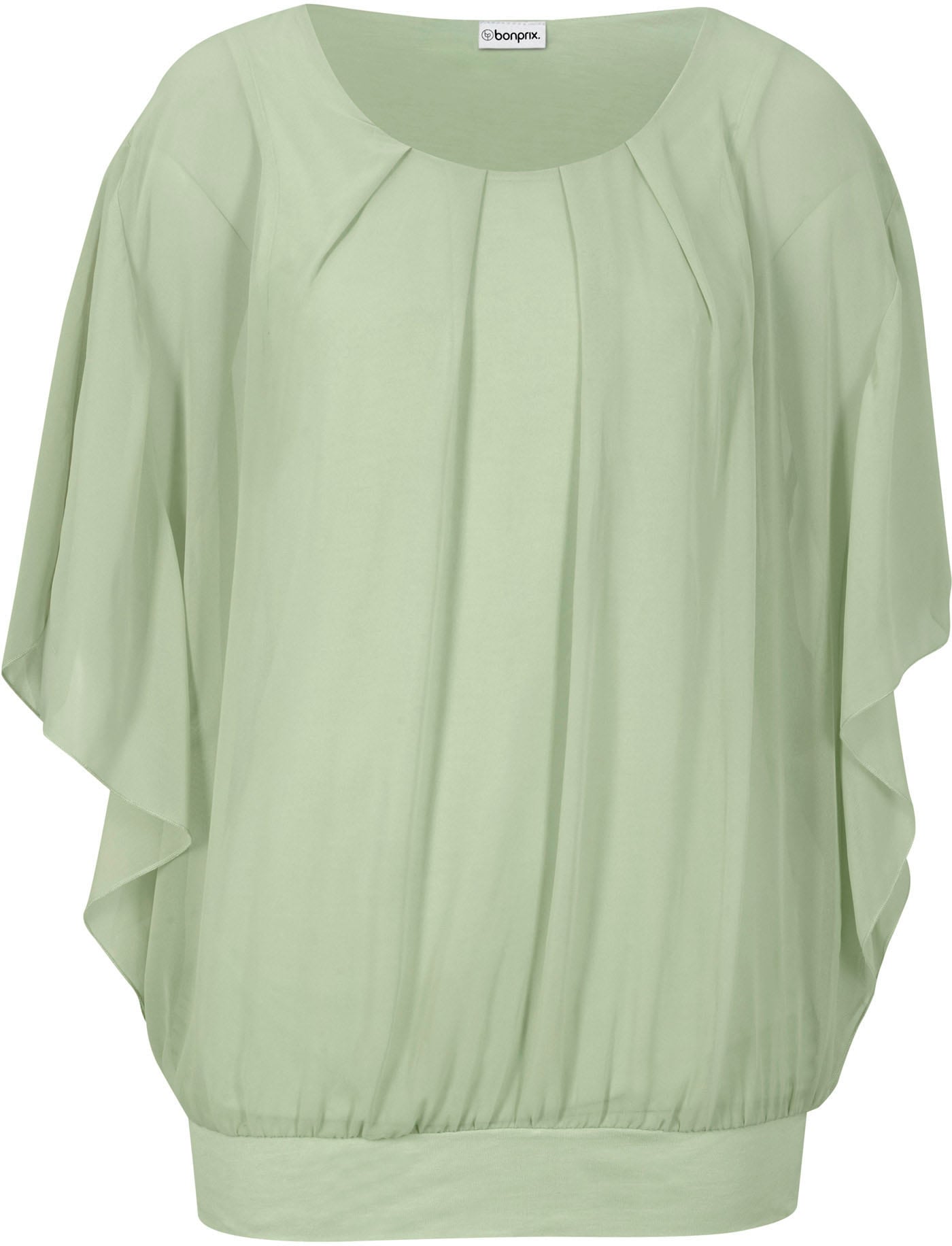 bonprix Blouse en mousseline »Chiffonbluse mit Untertop« Oversize-Passform, für festliche Anlässe, mit elastischem Bund