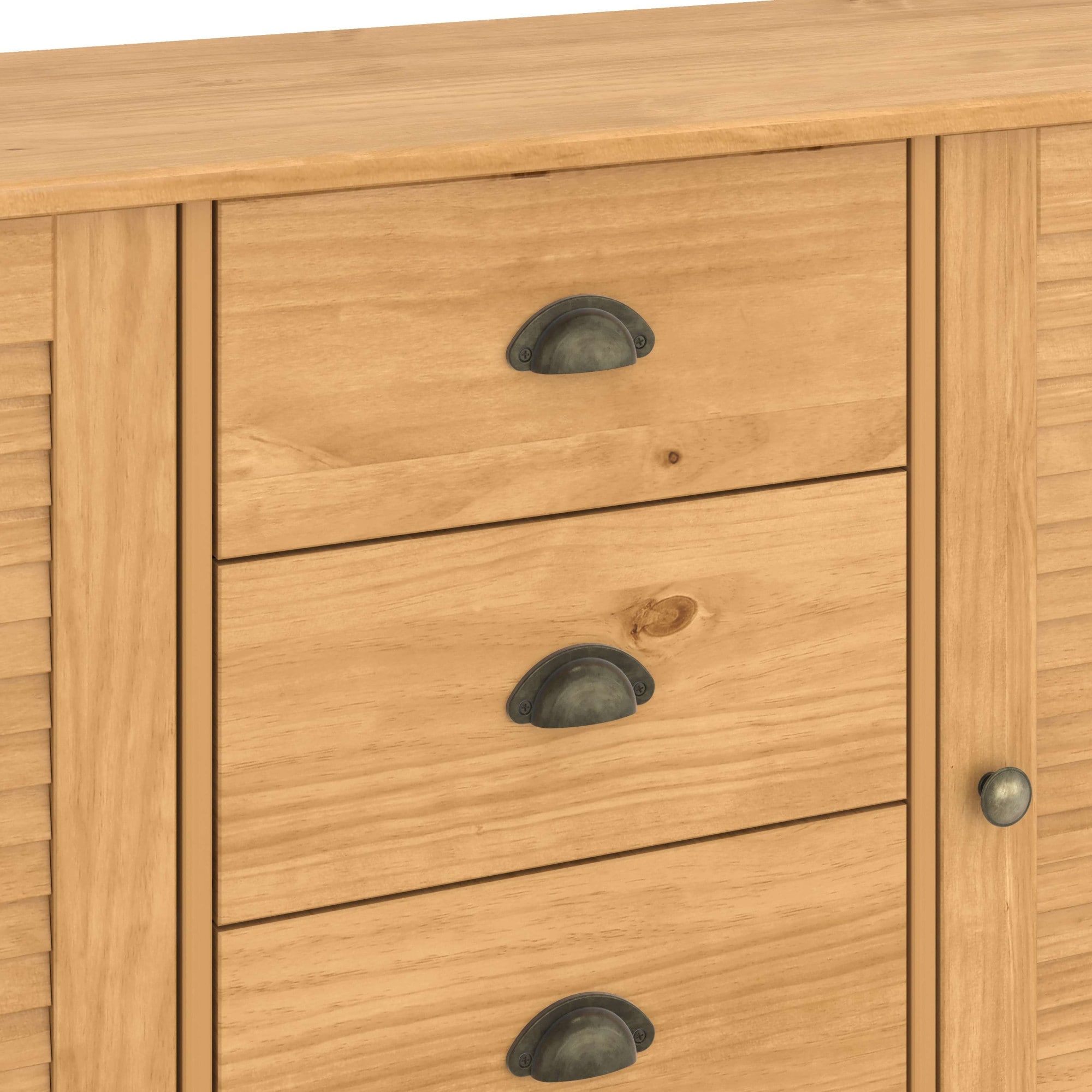 GOODproduct Sideboard »Turia, mit Lamellentüren« Kommode aus massivem Kiefernholz, FSC®, 4 Schubkasten, Breite 166 cm