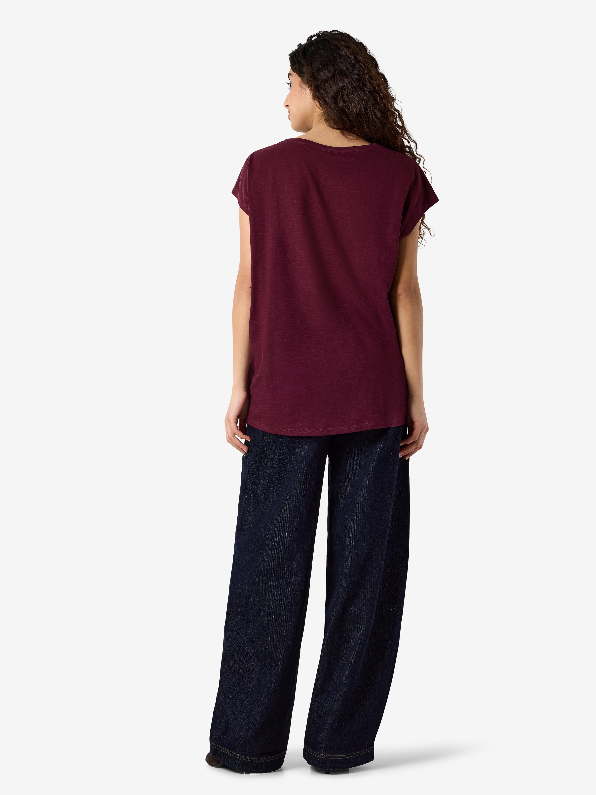 Noisy may T-shirt à manches courtes »NMMATHILDE S/S LOOSE LONG TOP NOOS« mélange coton, coupe décontractée
