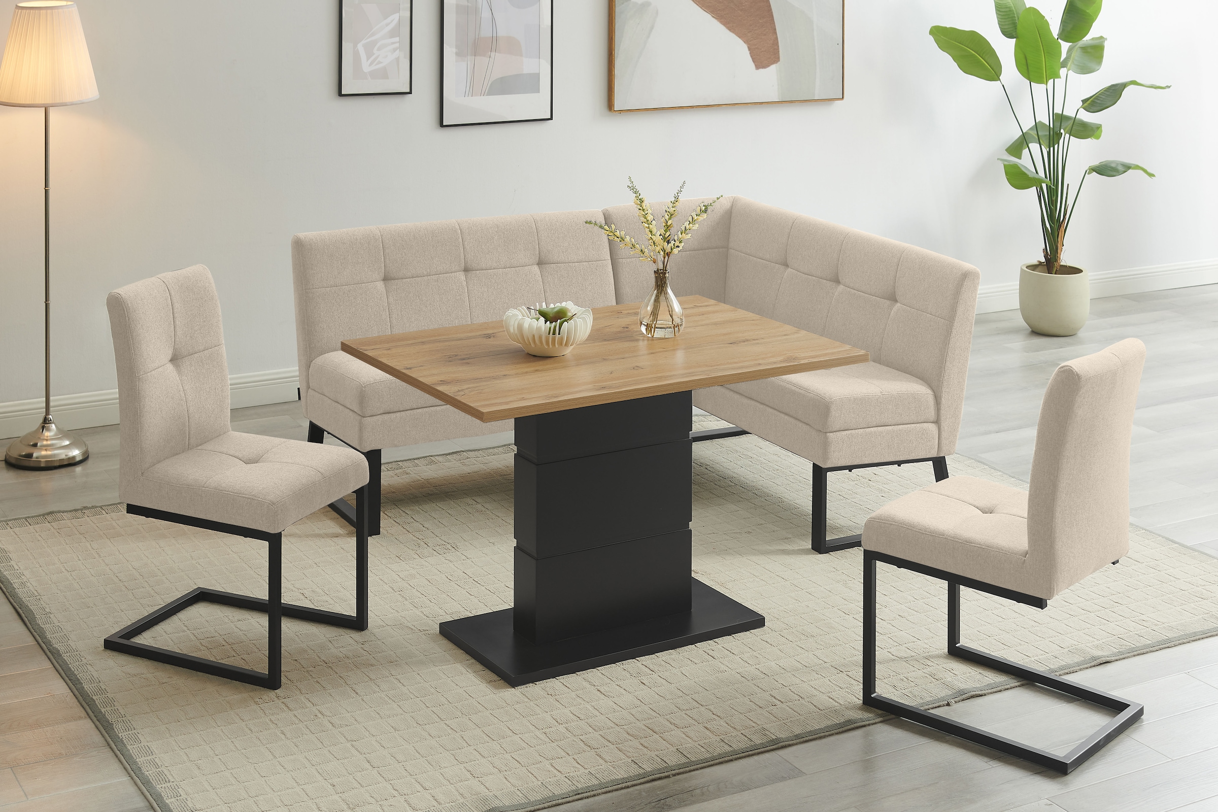 GOODproduct Esszimmerstuhl »Geranie Freischwinger, Schwingstuhl« (Set) 2 Stk.mit 3D-Steppung, robustes Gestell, hochwertiger Stoff