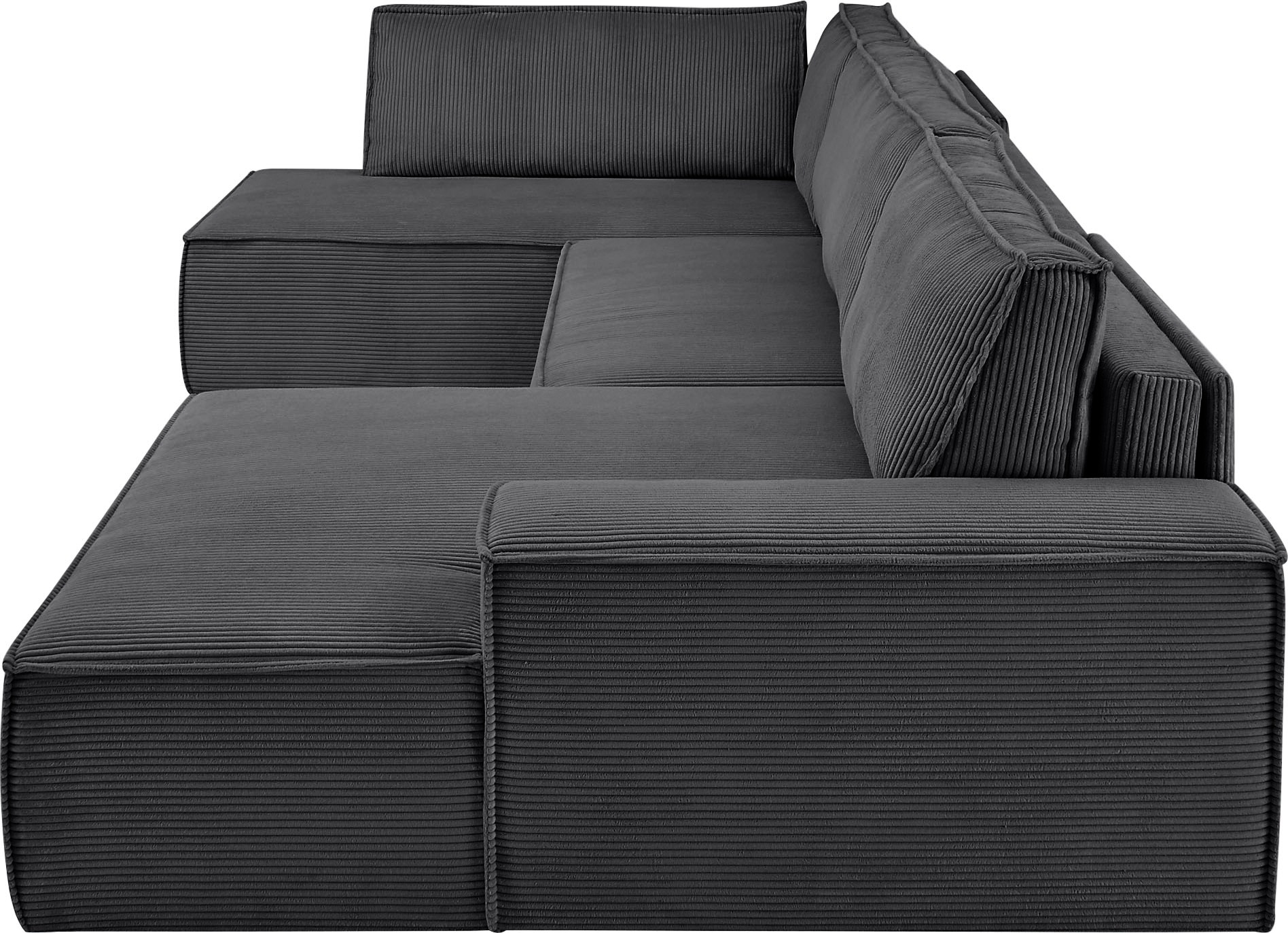 Home affaire Paysage de salon »SHERWOOD U-Form, 329 cm - OTTO. Verlässliche Qualität.« Schlaffunktion m. Bettkasten (194x139 cm), Cord, Vintage, Samtvelours