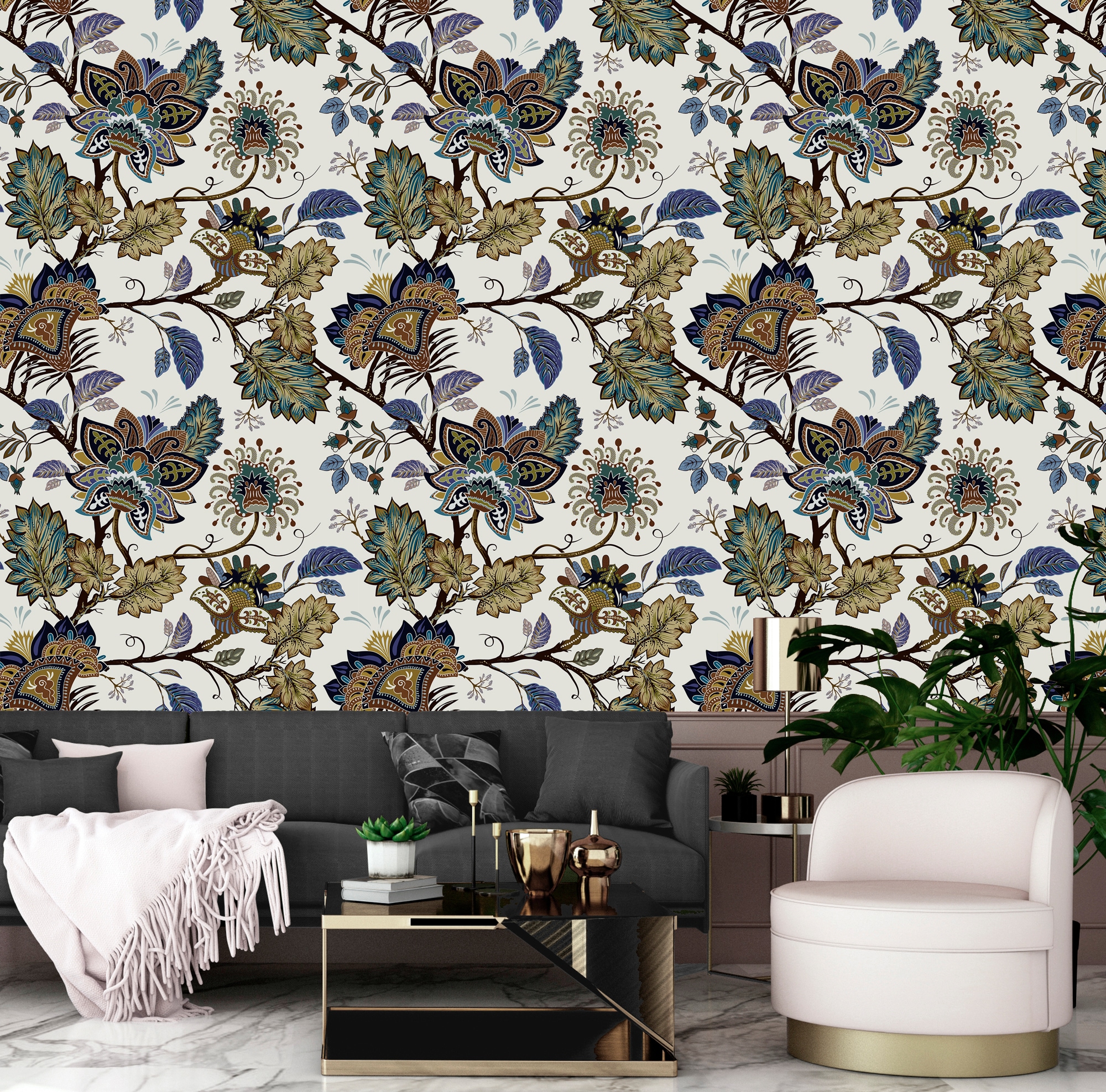 queence Vinyltapete »Alma« Motiv | bedruckt | botanisch | geblümt | gemustert | natürlich glatt 90x250cm, selbstklebend, kinderleichte Anbringung, , Sticker