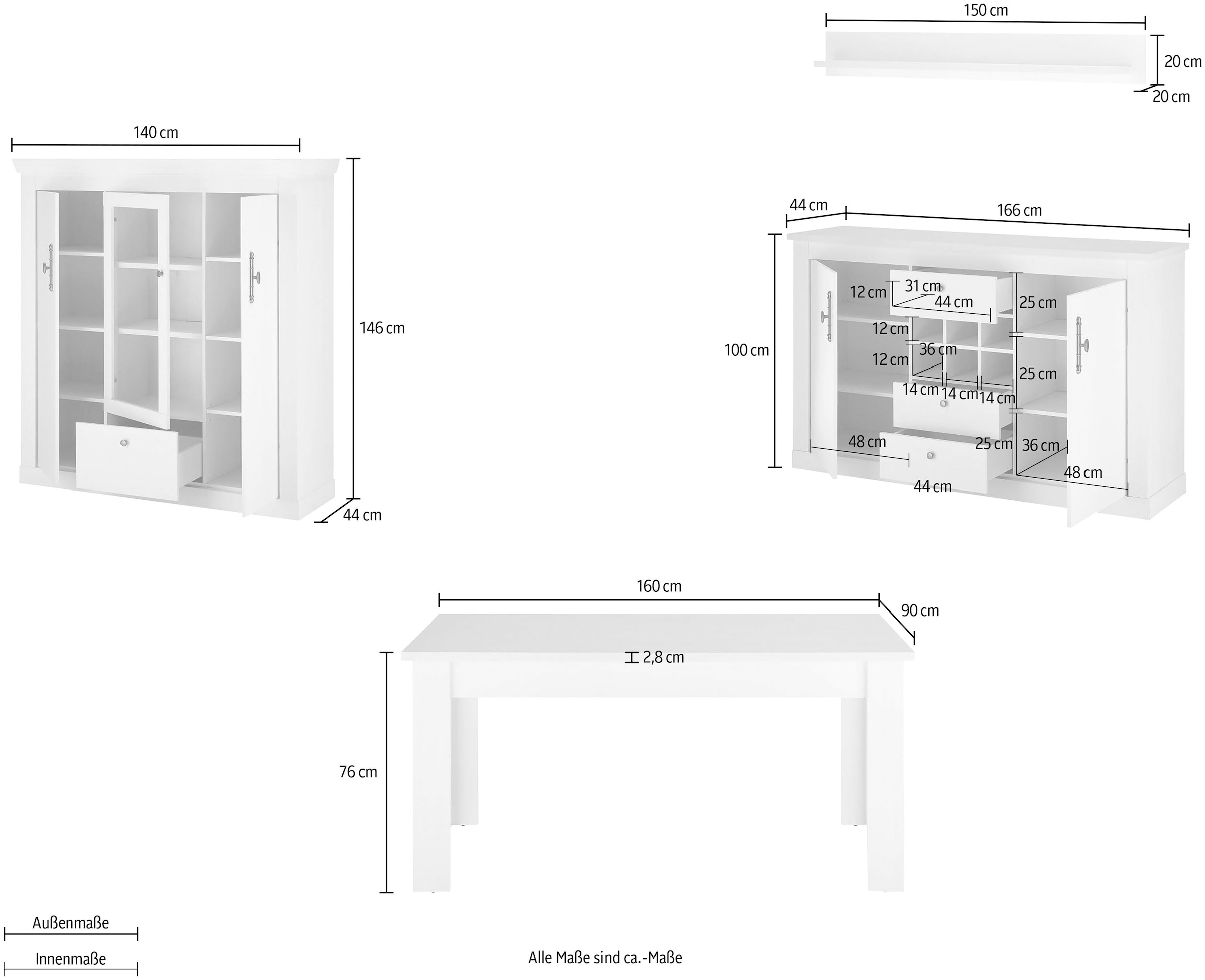 Home affaire Wohnwand »RAVENNA« 4 Stk. tlg.