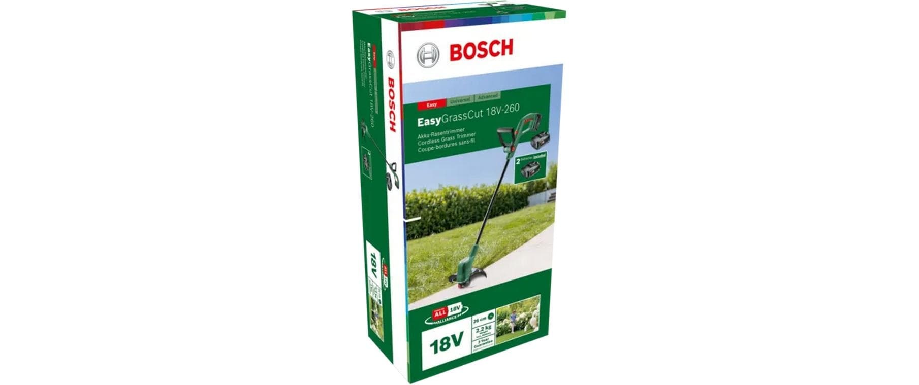 BOSCH Coupe-bordures sans fil »EasyGrassCut 18V 26« mit 2 Akkus 18V/2,0 Ah und Ladegerät