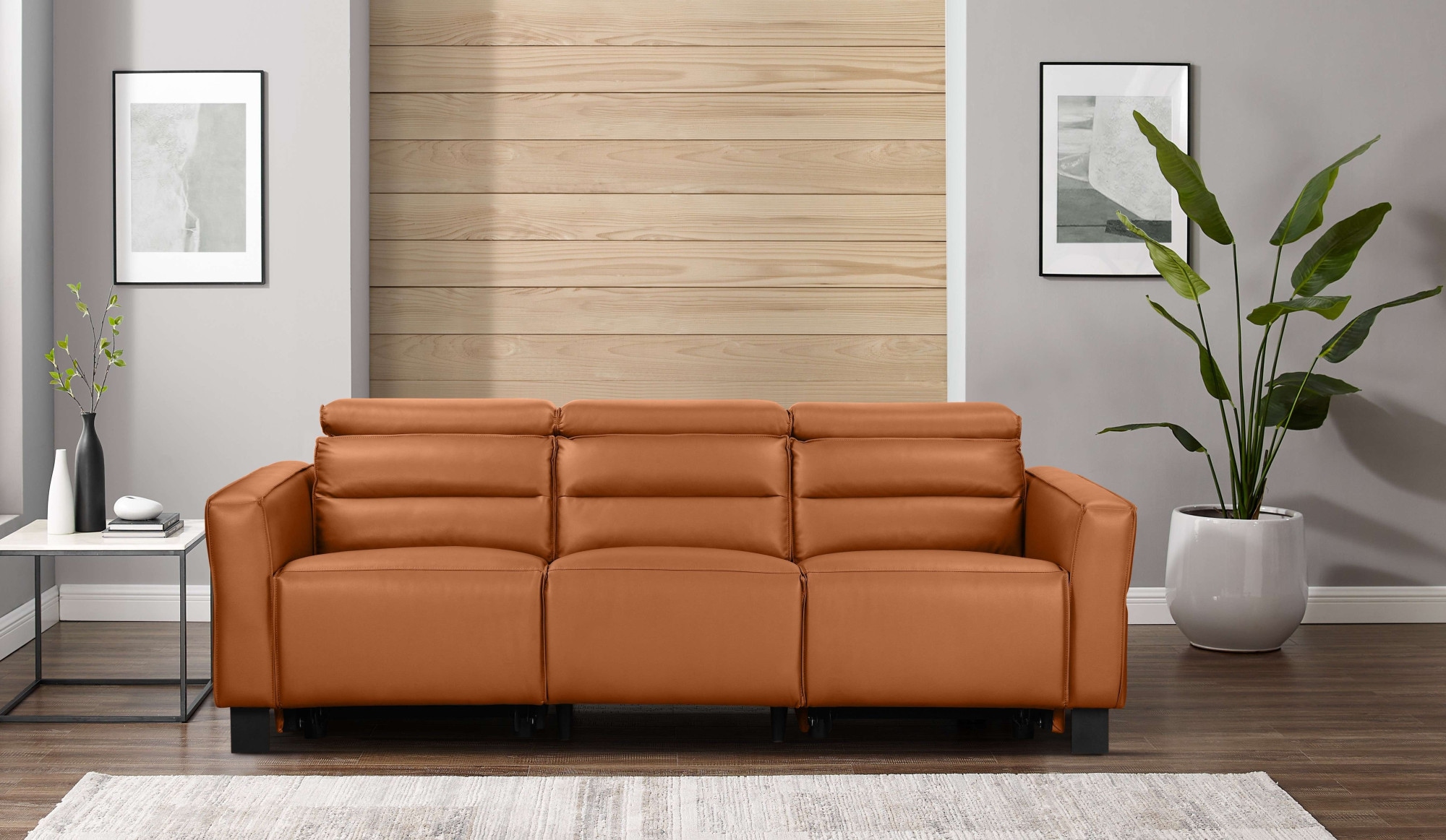 Home affaire 3-Sitzer »Carpari, 224cm, manuelle od. elektrische Relaxfunktion in 2 Sitzen« mit USB-A/C, Kopfteilverstellung, Echtleder, Kunstleder, Webstoff