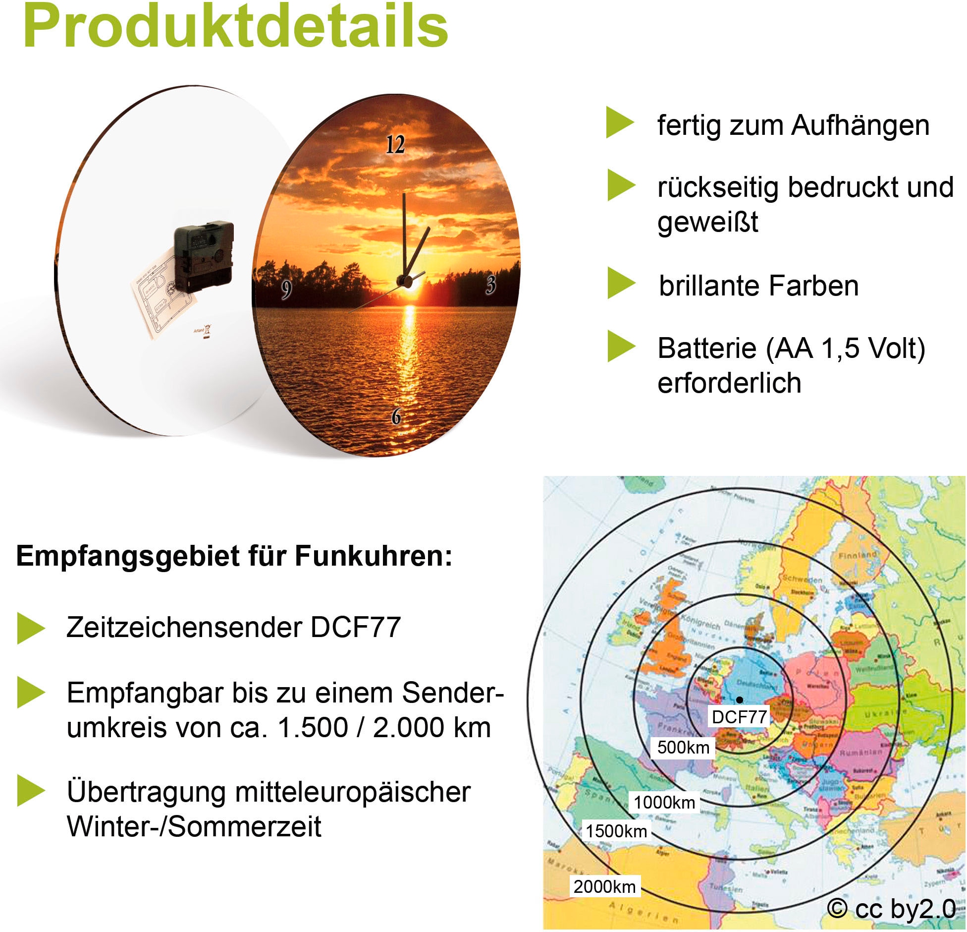 Artland Horloge murale »Spa Konzept Zen Basaltsteine« wahlweise mit Quarz- oder Funkuhrwerk, lautlos ohne Tickgeräusche