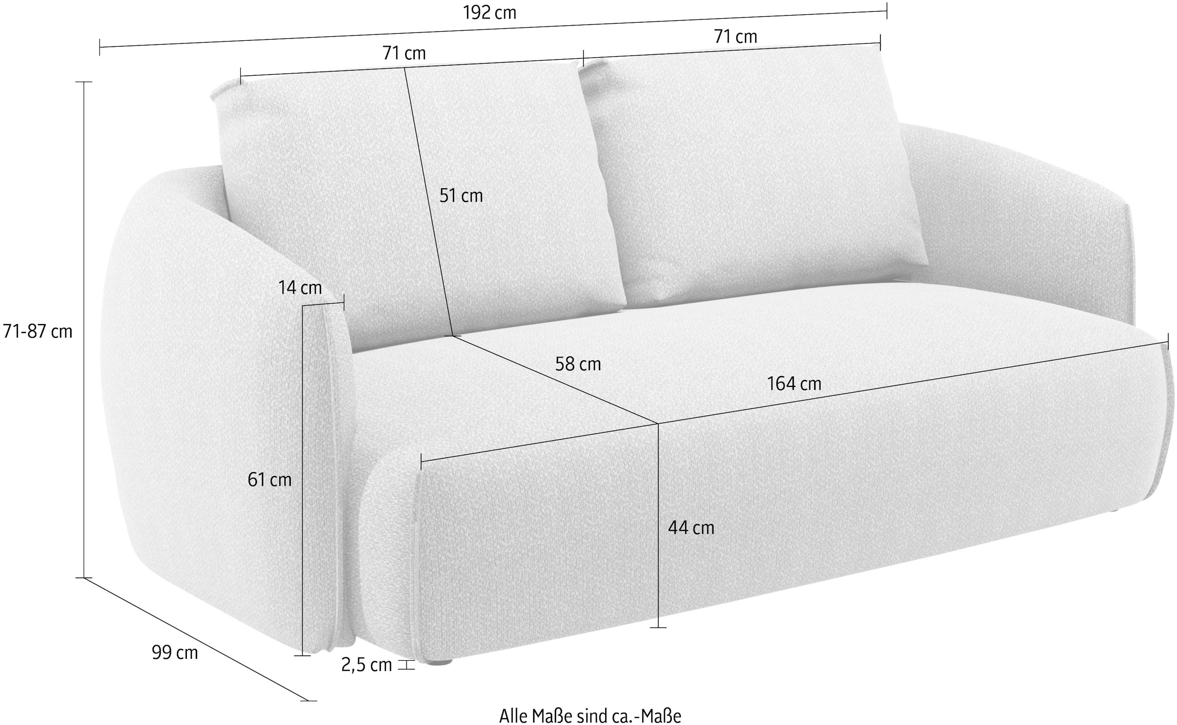 TRENDMANUFAKTUR 3-places »Shawn Designsofa, elegant geschwungen Armlehnen, bequem« forme organique, avec revêtement de qualité