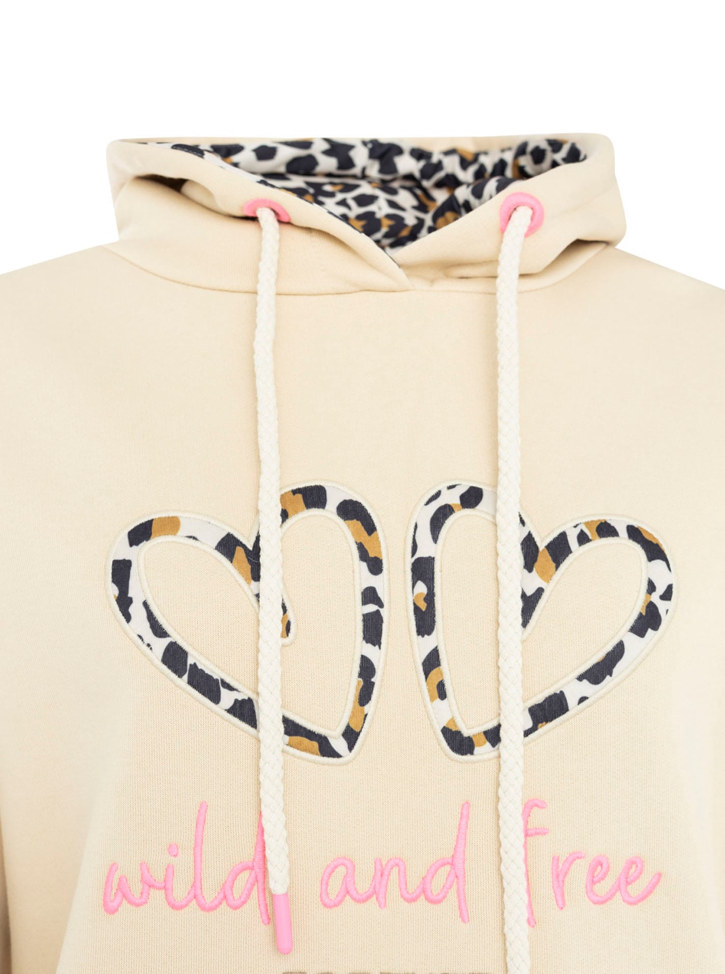 Zwillingsherz Hoodie »"FOREVER wild"«, Deux motifs cœurs brodés, design léopard, capuche, poche kangourou
