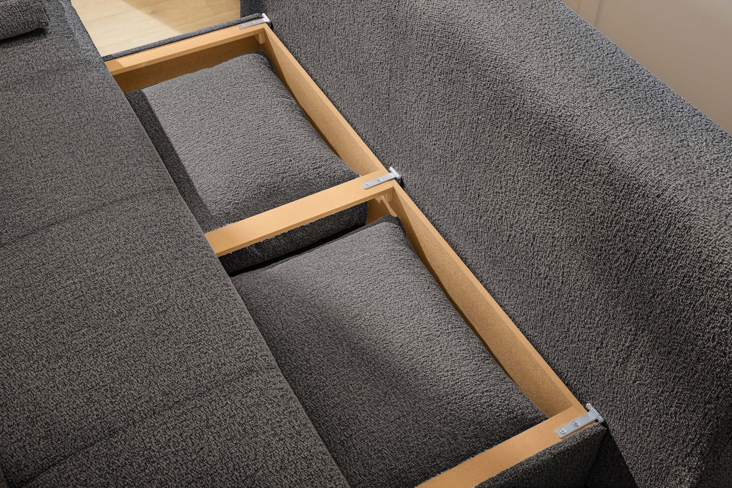 Jockenhöfer Gruppe 1100000002199 »Felix, B: 205 cm, Liegefl. 155x201 cm, Dauerschlafsofa, inkl. Topper« Incluant fonction couchage et coffre de lit, garnissage à ressorts