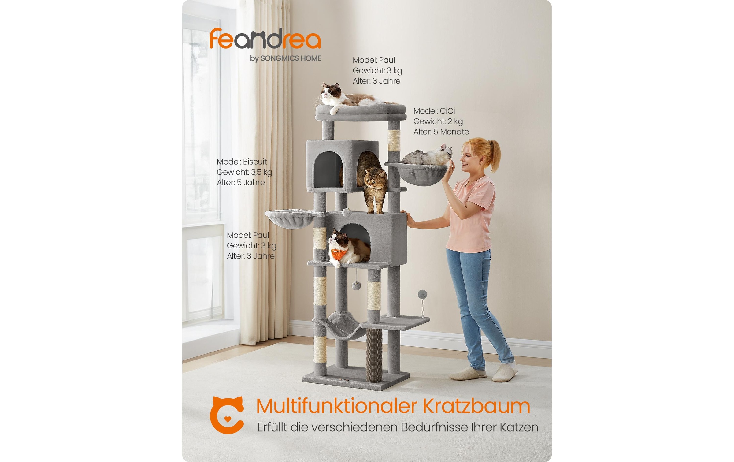 FEANDREA Kratzbaum »für Wohnungskatzen 178 cm« 175 cm hoch