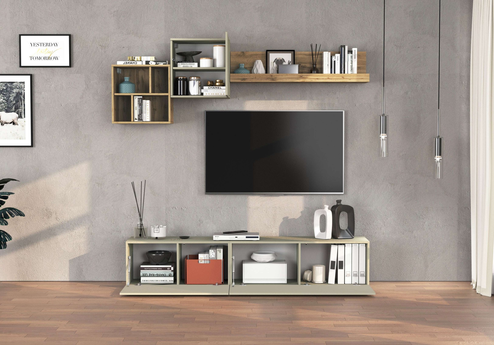 INOSIGN TV-Wand »Chronos TV-Set, Wohnwand – Elemente frei platzierbar, Made in Italy« Set, 5-er set, 5 Stk. tlg.