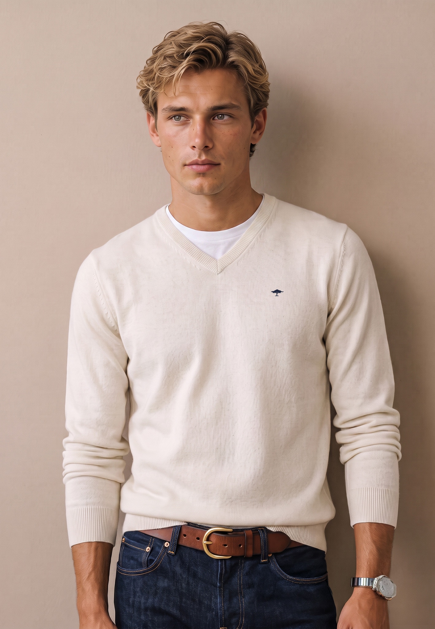 FYNCH-HATTON Pull en tricot avec encolure en V