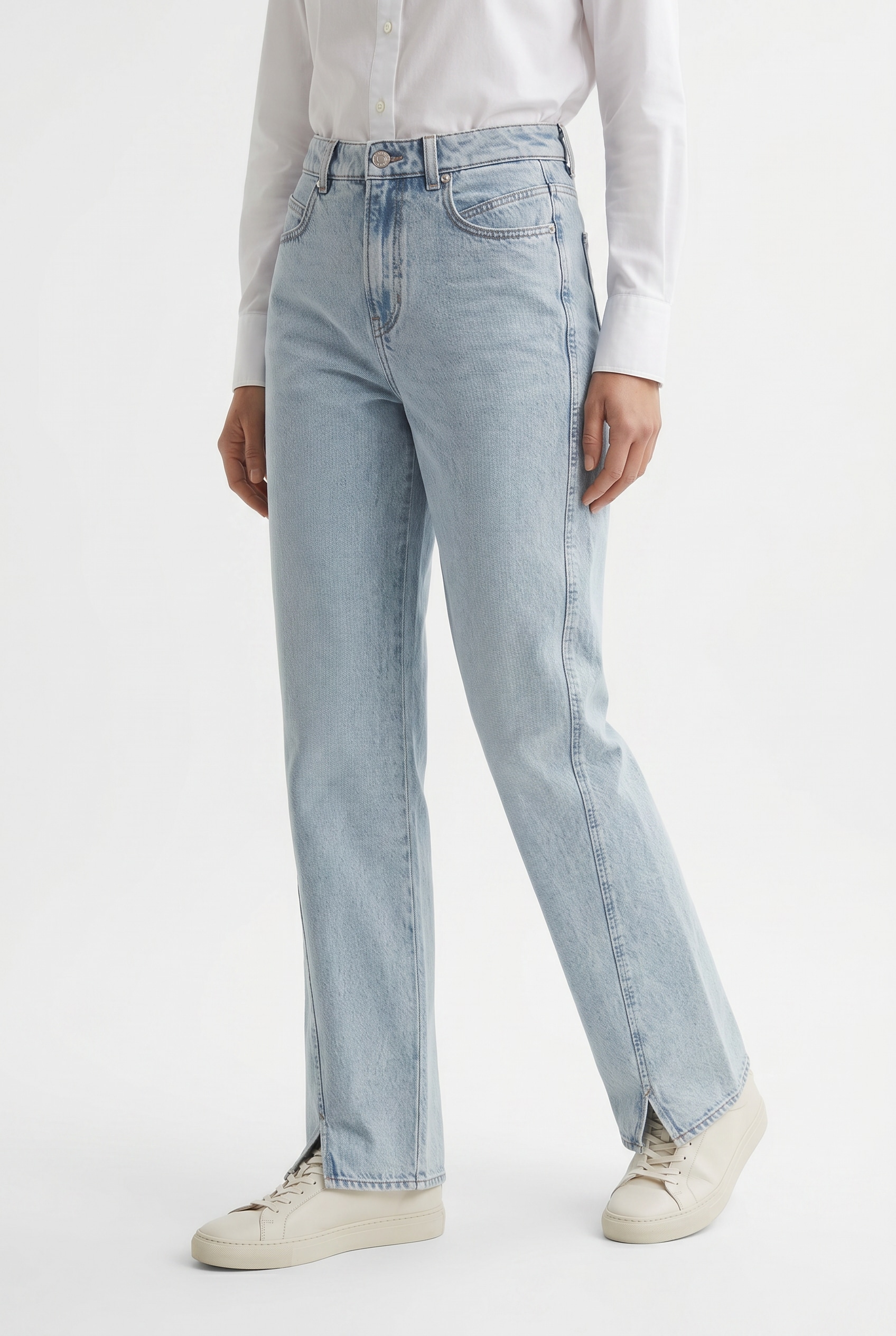 BOSS ORANGE Jeans taille haute »MARLENE SLIT HR Premium Damenmode« avec coupe large jambes, détails fente