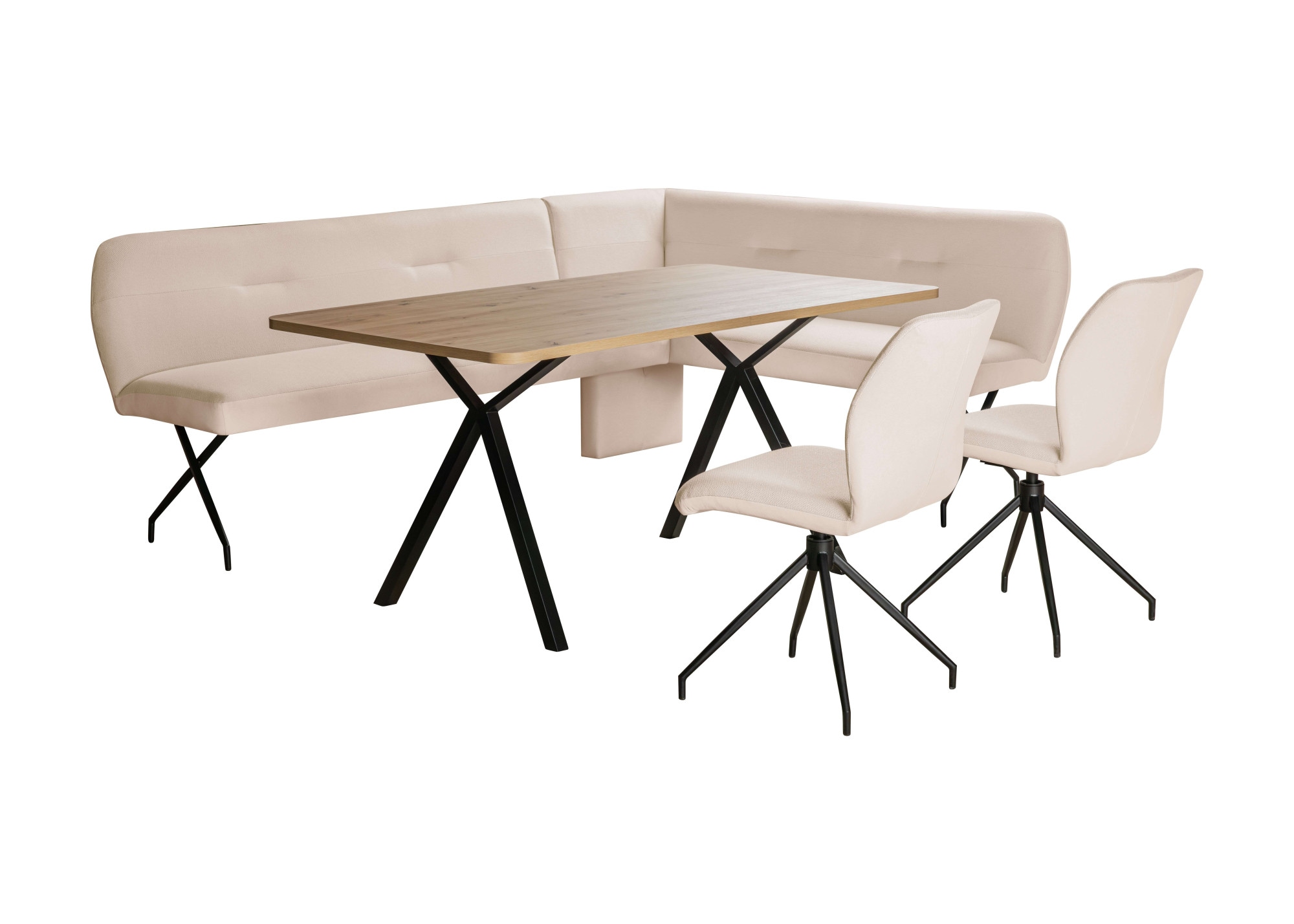 GOODproduct Eckbankgruppe »Bruna Essecke, Sitzgruppe, Eckbankgruppe, Küchenbankgruppe« Set, 4tlg, 4 tlg. tlg. Stuhl: 360° drehbar (Rückst.), 2-Stoff-Design. Wellenfederung Eckbank