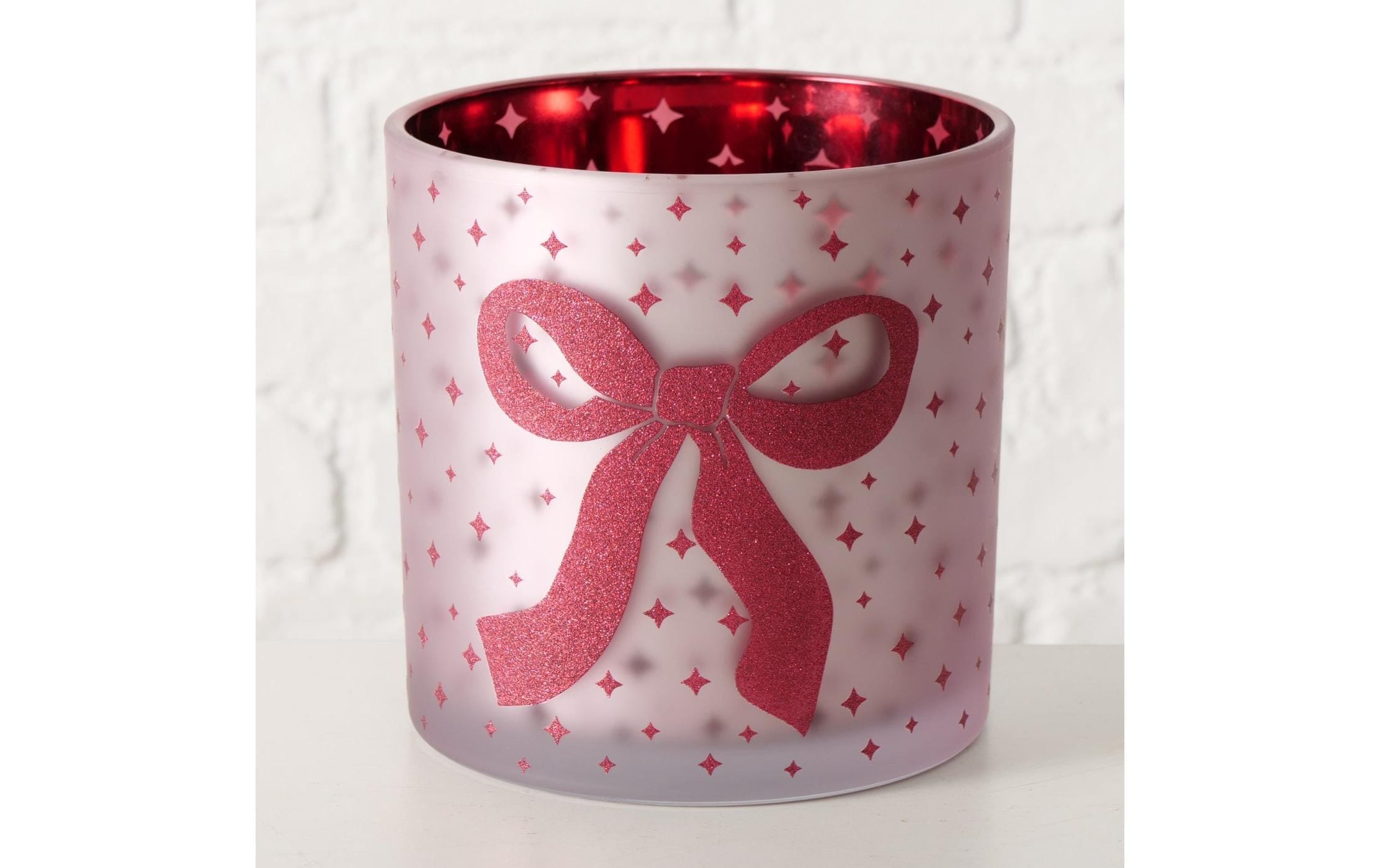 BOLTZE Photophore »Weihnachtswindlicht Boucle Glas, 15 x 15 cm«