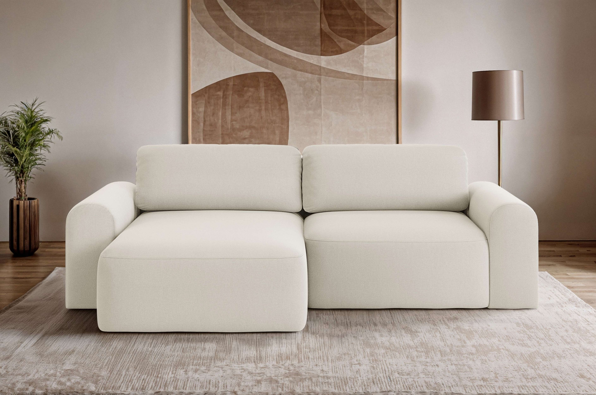 GOODproduct Canapé d'angle »LEOO universell Schlafsofa mit Bettkasten, Masse B/T/H: 272/152/84,5 cm« L-Form mit Recamiere rechts oder links montierbar, hoher Sitzkomfort