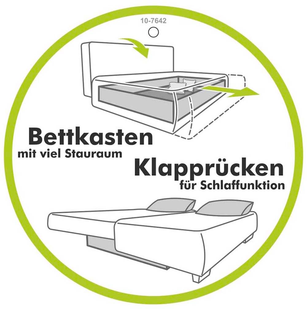 Jockenhöfer Gruppe Wohnlandschaft »Abby U-Form, B: 313 cm, inkl. Schlaffunktion« inkl Bettkasten,  grosse Liegefläche 273x147cm, Massivholz Füsse