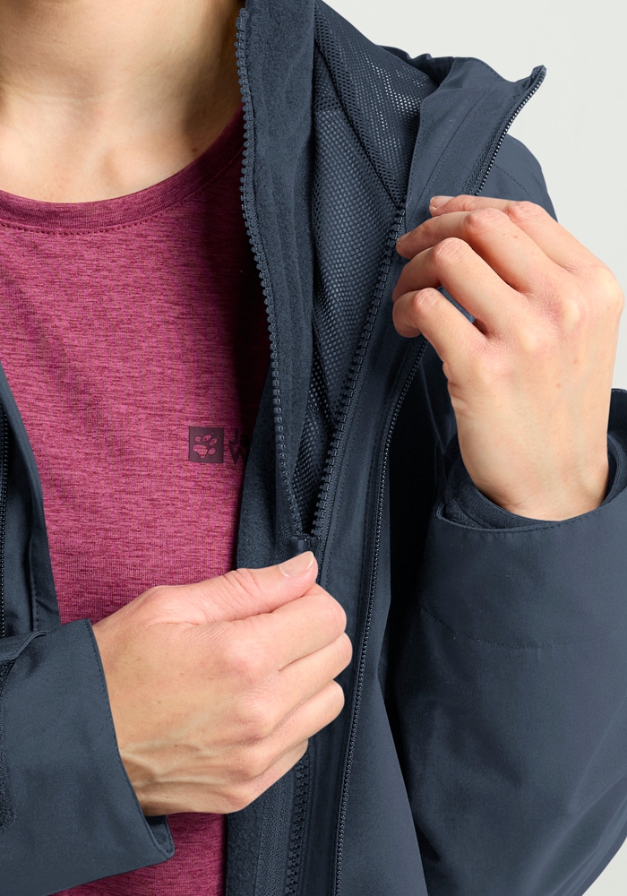 Jack Wolfskin Veste fonctionnelle 3 en 1 »MOONRISE 3IN1 JKT W« mit Kapuze 3in1, atmungsaktiv, Übergangsjacke