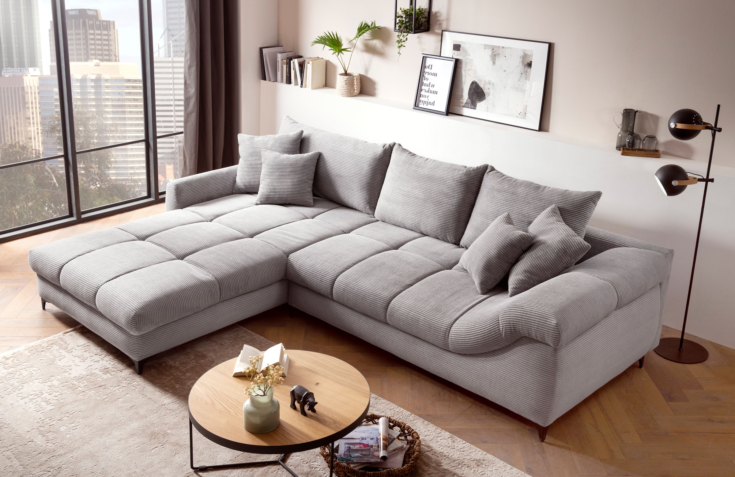 Mr. Couch Canapé d'angle »Ronaldo, L-Form, wahlweise mit Kaltschaum« mit Kaltschaum, bis 140 kg pro Sitzplatz belastbar