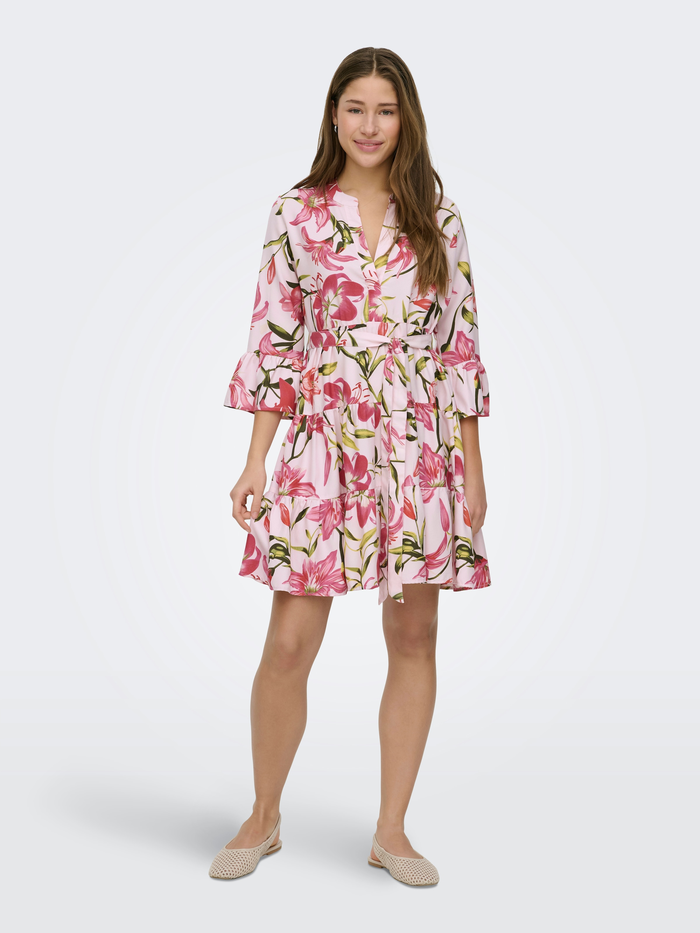 ONLY Robe tunique »ONLSINA LIFE 3/4 SHORT DRESS NOOS WVN« avec volant