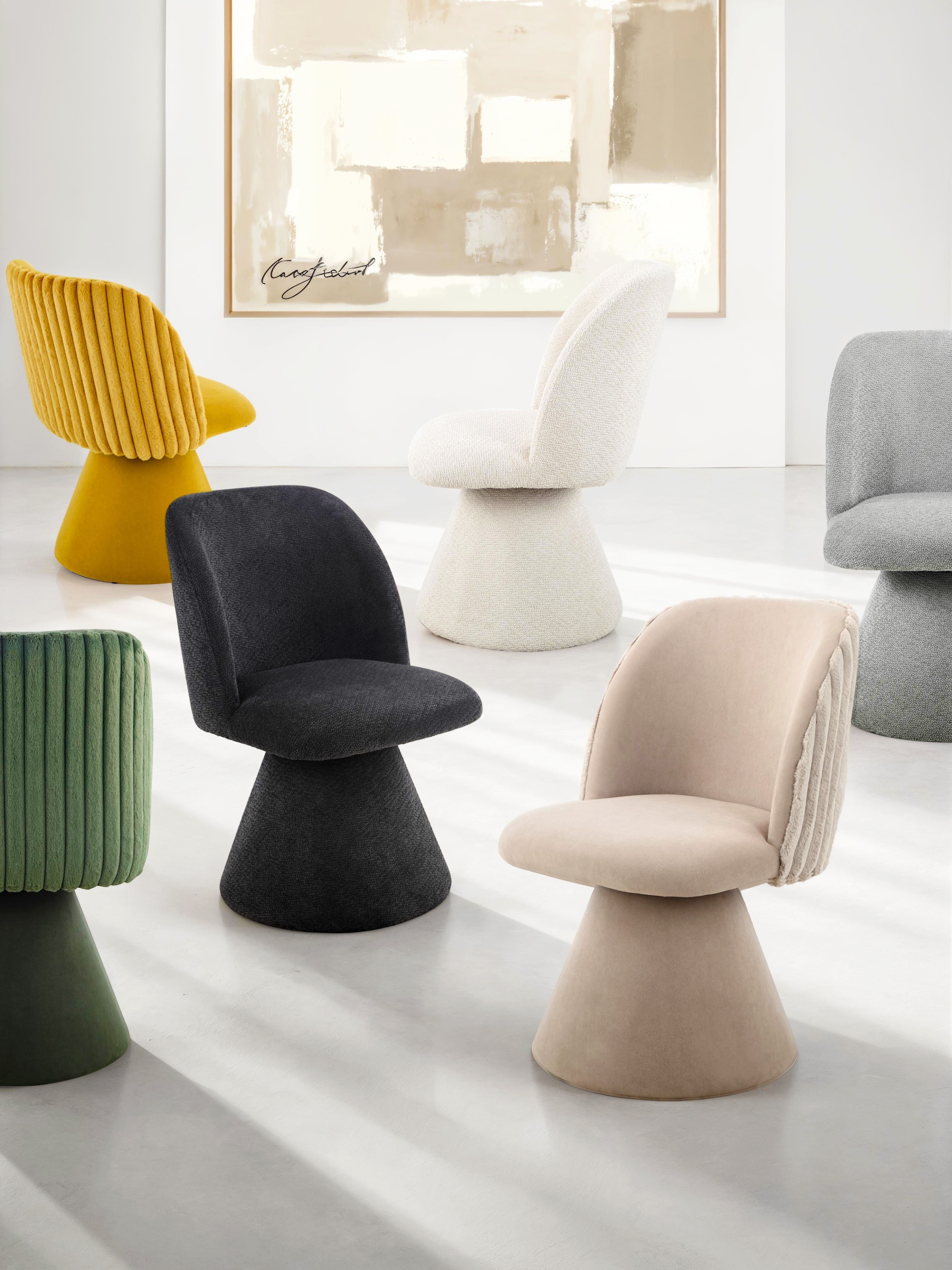 HELA Drehstuhl »BARI I« (Set) 1 Stk.360° drehbar, Polsterfuss, Materialkombi, Aussen Felloptik Innen Velvet