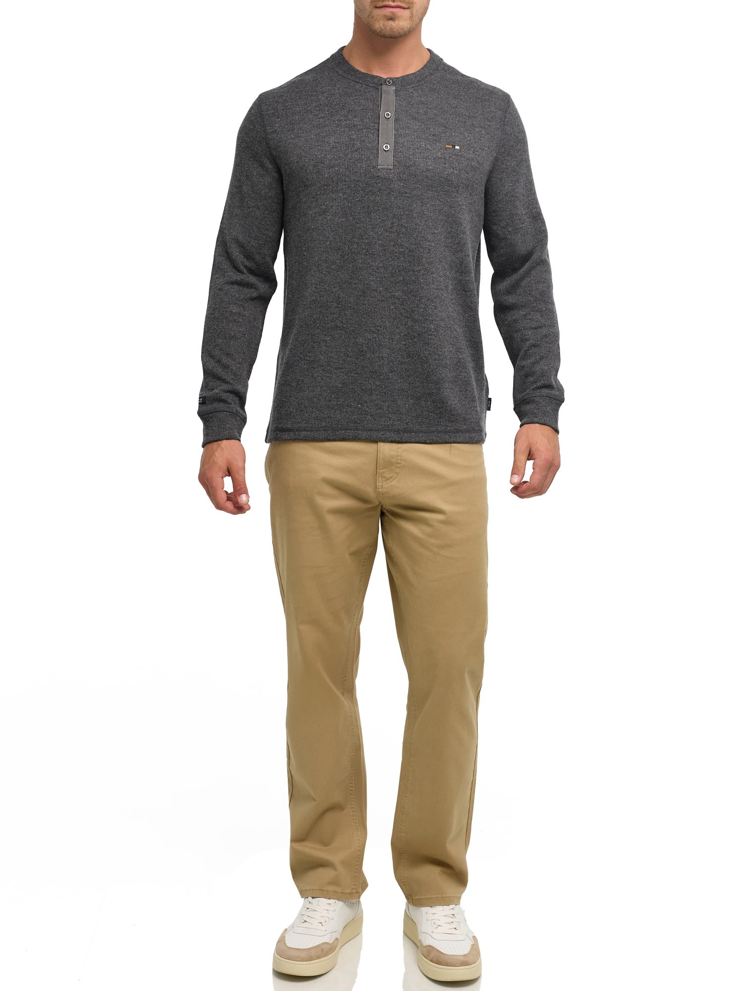 Indicode Sweat-shirt »INDorburn Grandad«, Materialmix, regular fit
