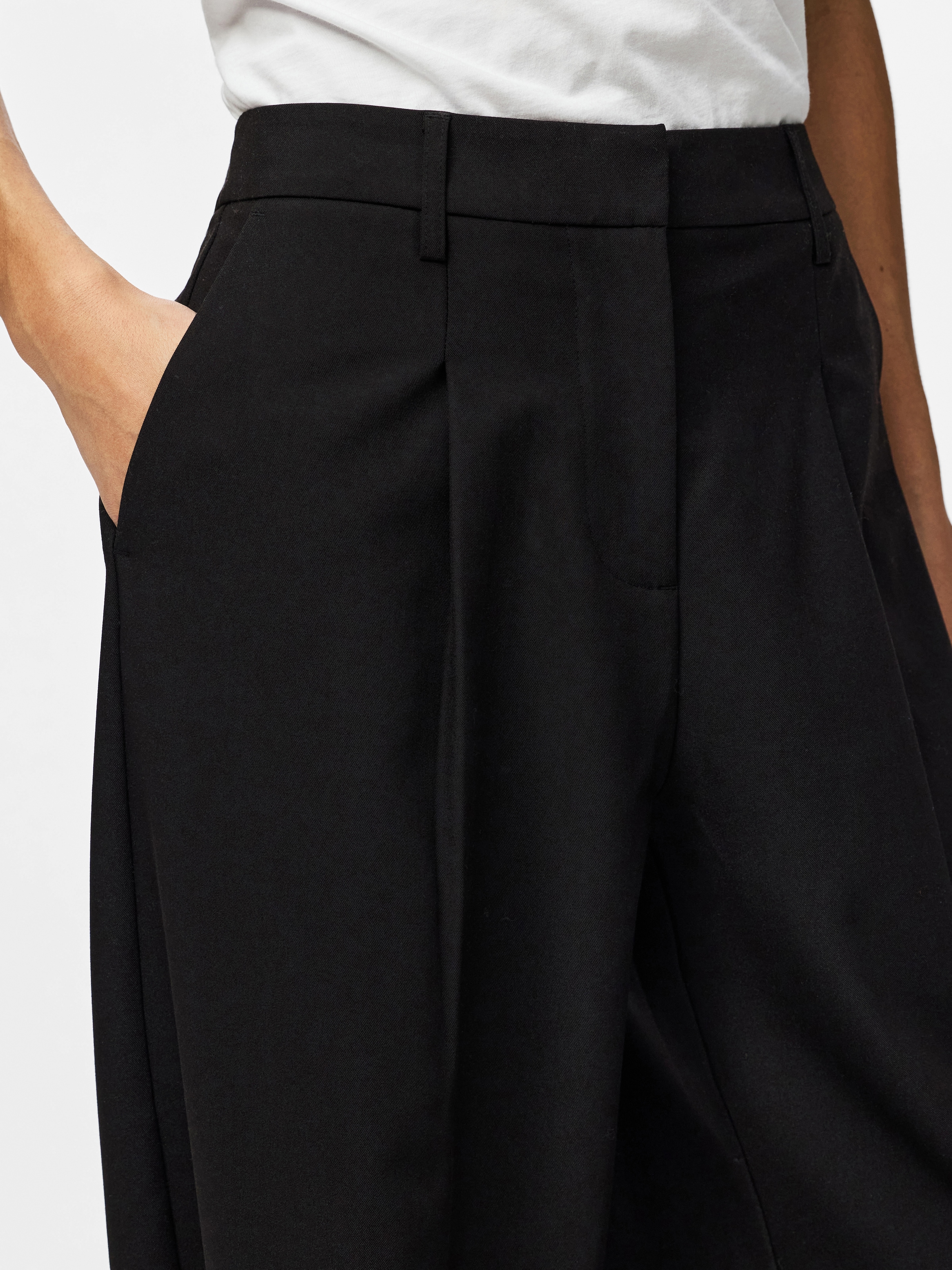 pieces Pantalon de costume »PCBOSELLA MW BARREL PANTS NOOS BC«  mélange de matières, coupe barrel