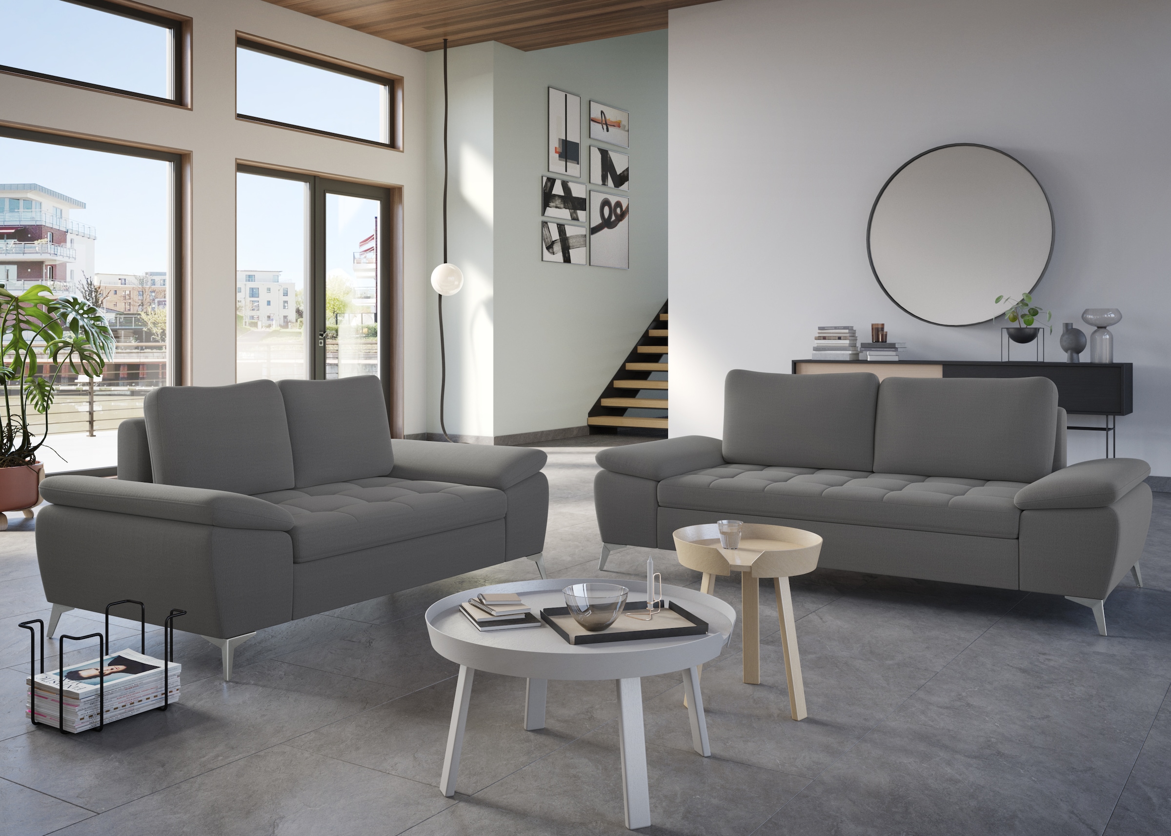 sit&more 2,5-places »Latigo« avec pieds en métal de haute qualité