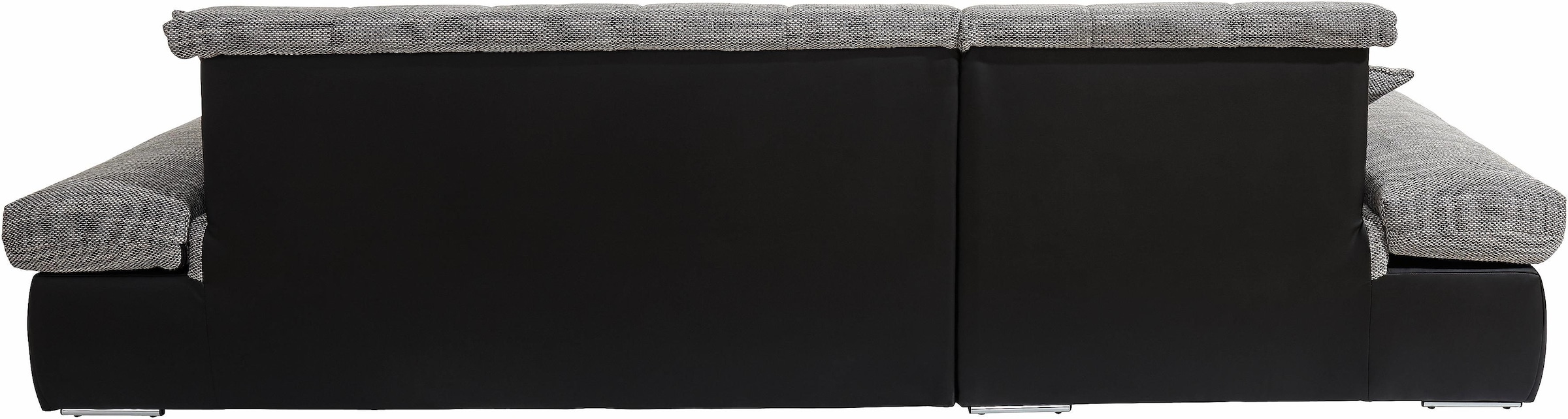 DOMO collection Ecksofa »Moric, L-Form, XXL-Sofa - Breite 300cm, viel Platz, auch in Cord« wahlweise mit Bettfunktion und Armteilverstellung, schwarz-silber