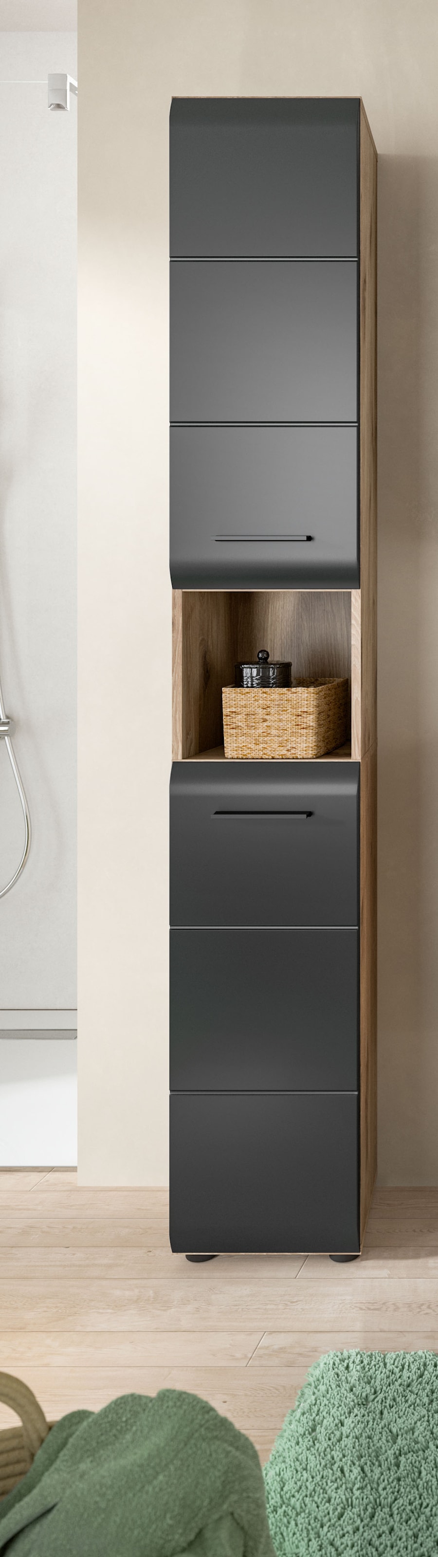 INOSIGN Armoire de rangement 1 cuis tlg. Florenz, Badschrank Hoch Nox Oak NB, 185 cm Höhe