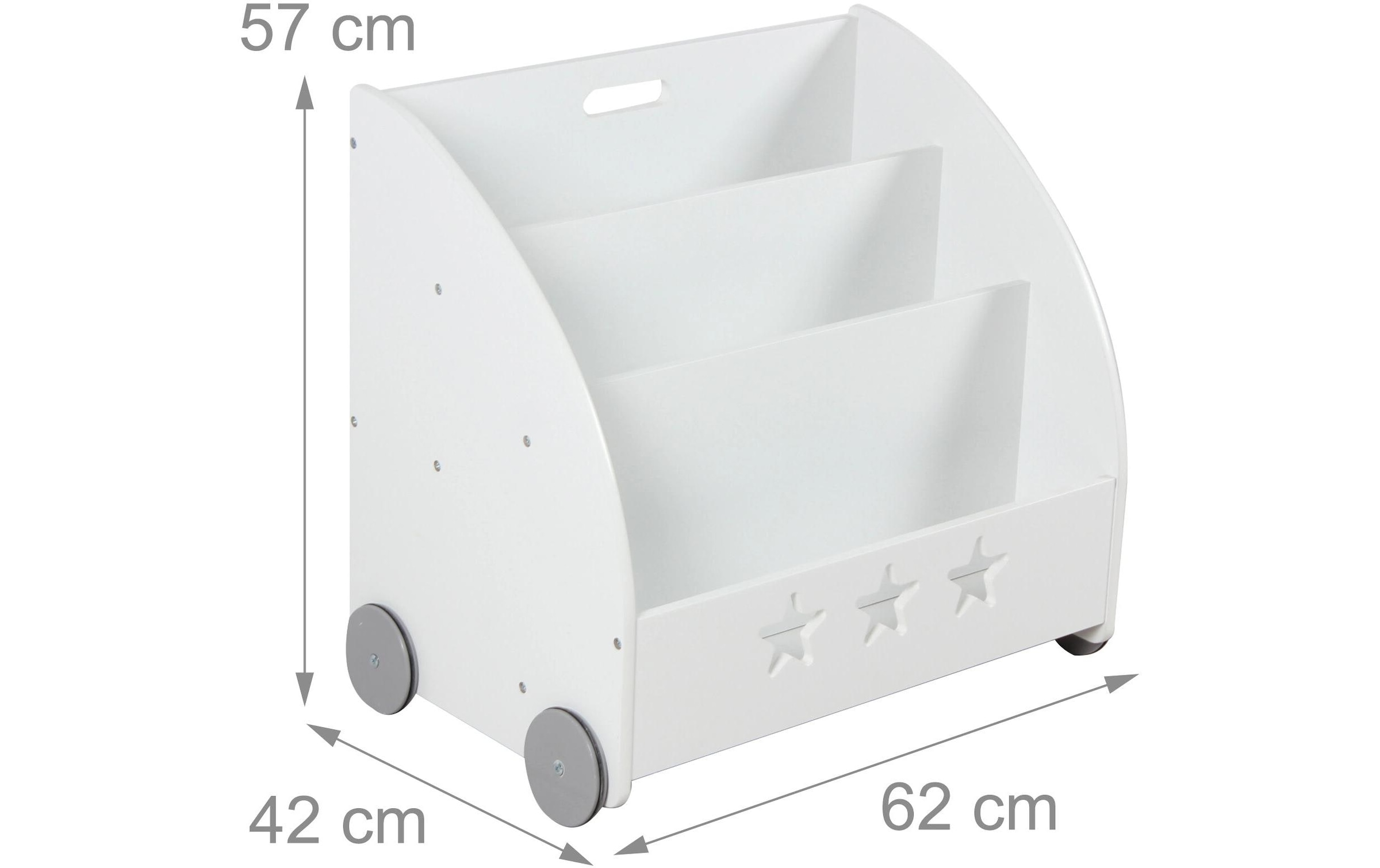 relaxdays Bücherregal »für Kinder, fahrbar« Rollbares Bücherregal mit Sternmuster