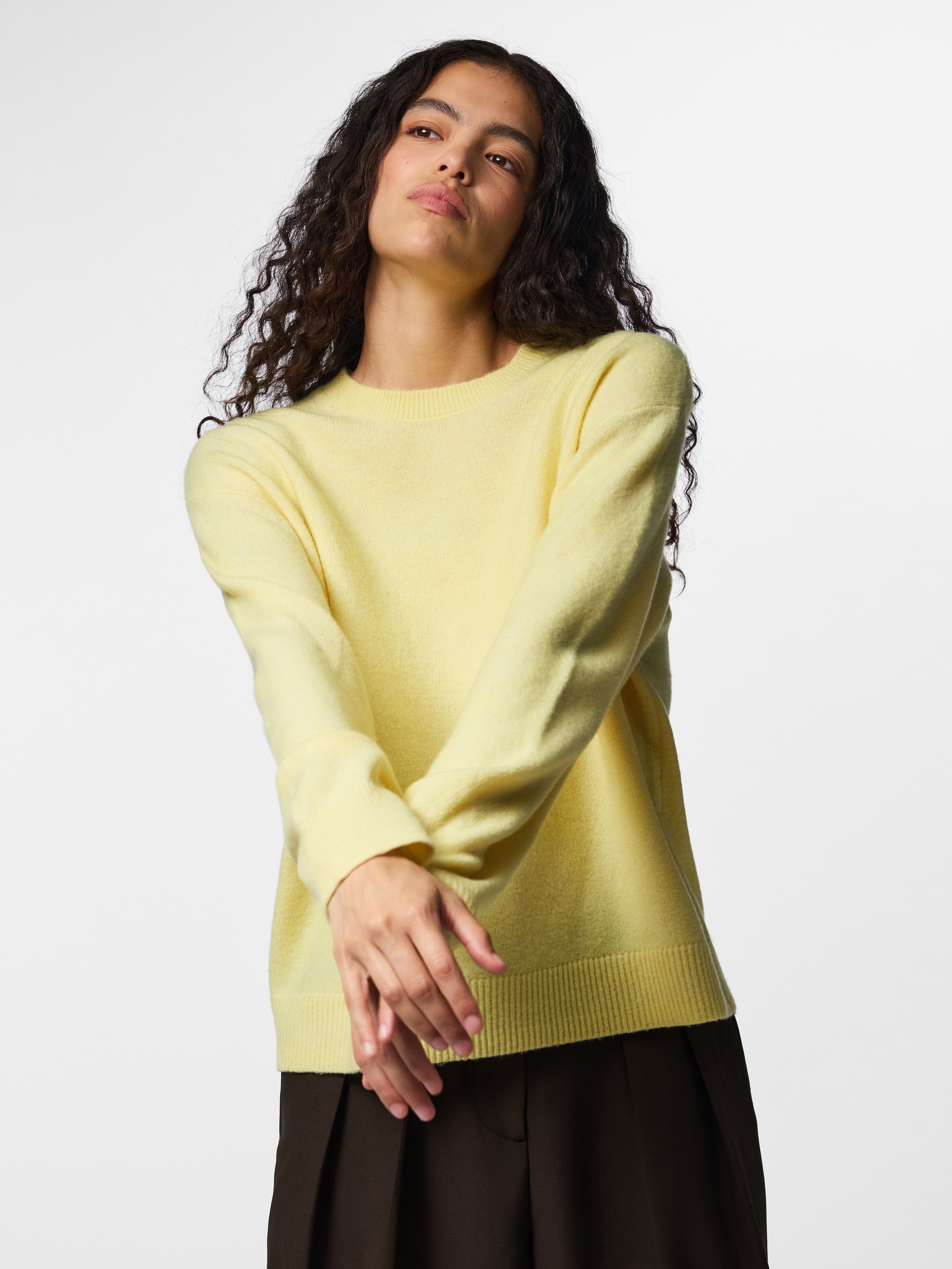 pieces Pull à col rond »PCSALLY LS O-NECK KNIT NOOS BC« mélange de matériaux
