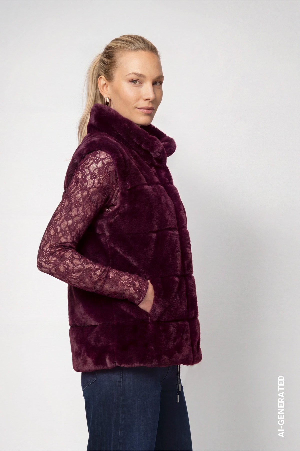 Monari Gilet en peluche »Weste Basic Fake Fur« Regular fit mit Stehkragen