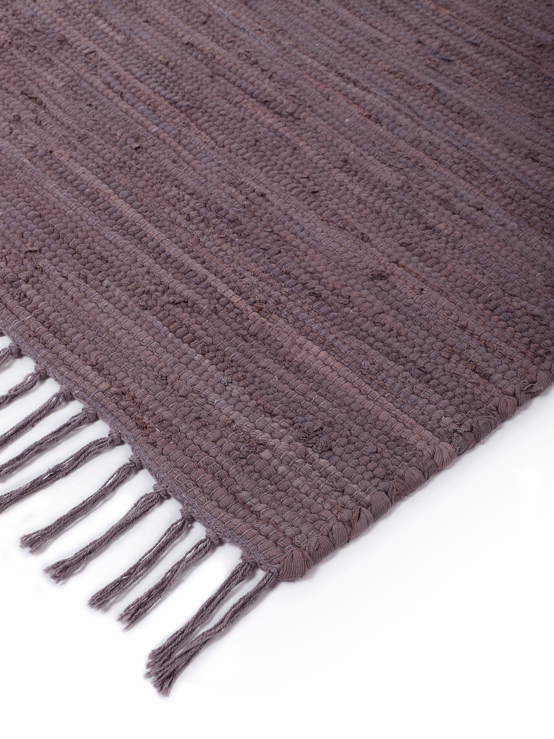 GOODproduct Chemin de table »Handweb Uni , Wendetepich« Rectangulaire 5 mm Höhe Fleckerlteppich, reine Baumwolle, handgewebt, Uni, mit Fransen