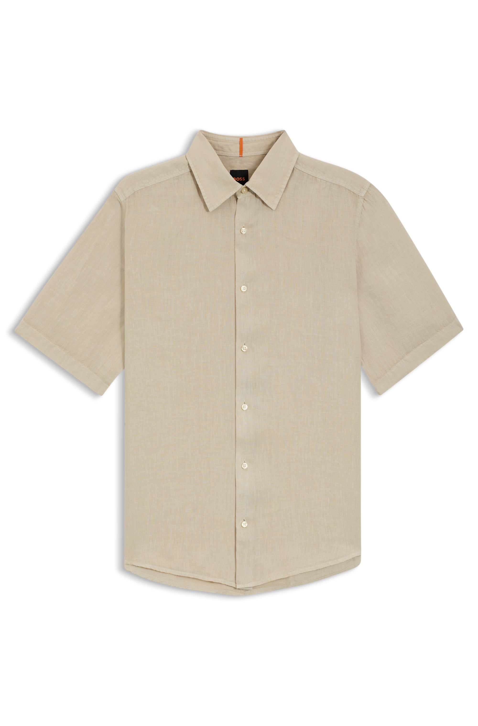 BOSS ORANGE Chemise à manches courtes »Rash Premium Herrenmode« en lin pur, coupe régulière