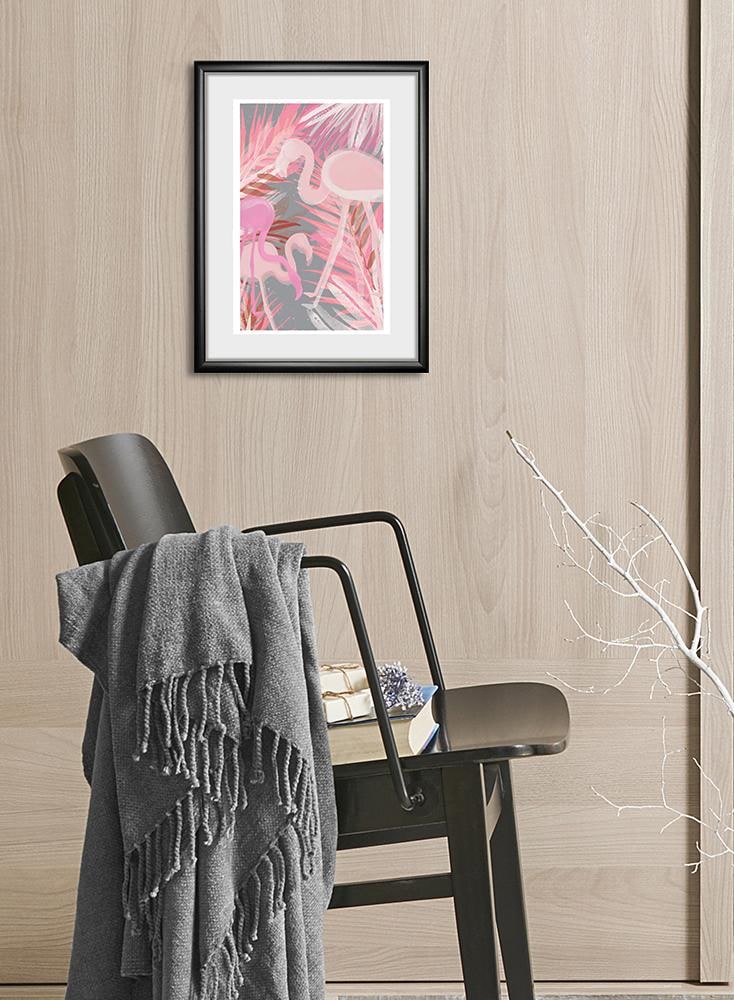 queence Image »Flamingo« HD Premium Poster-Druck inkl. Holzrahmen