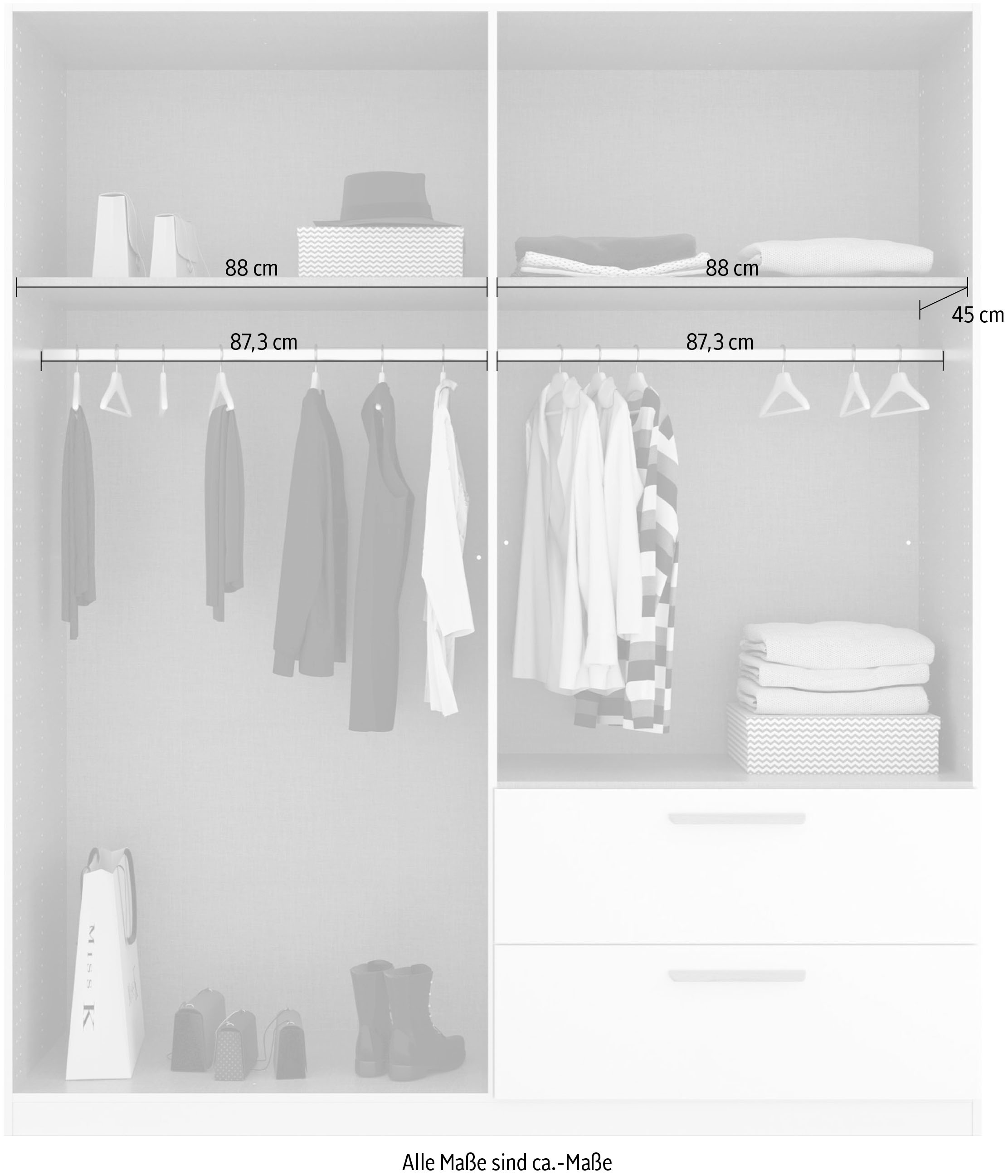 rauch Armoires à vêtements »Drehtürenschrank Schrank Garderobe Ankleide SKANDI BY QUADRA SPIN« Largeurs : 181/226/271 cm, hauteur 210 cm,  Style campagne avec poignées en chêne sauvage massif, avec tiroirs