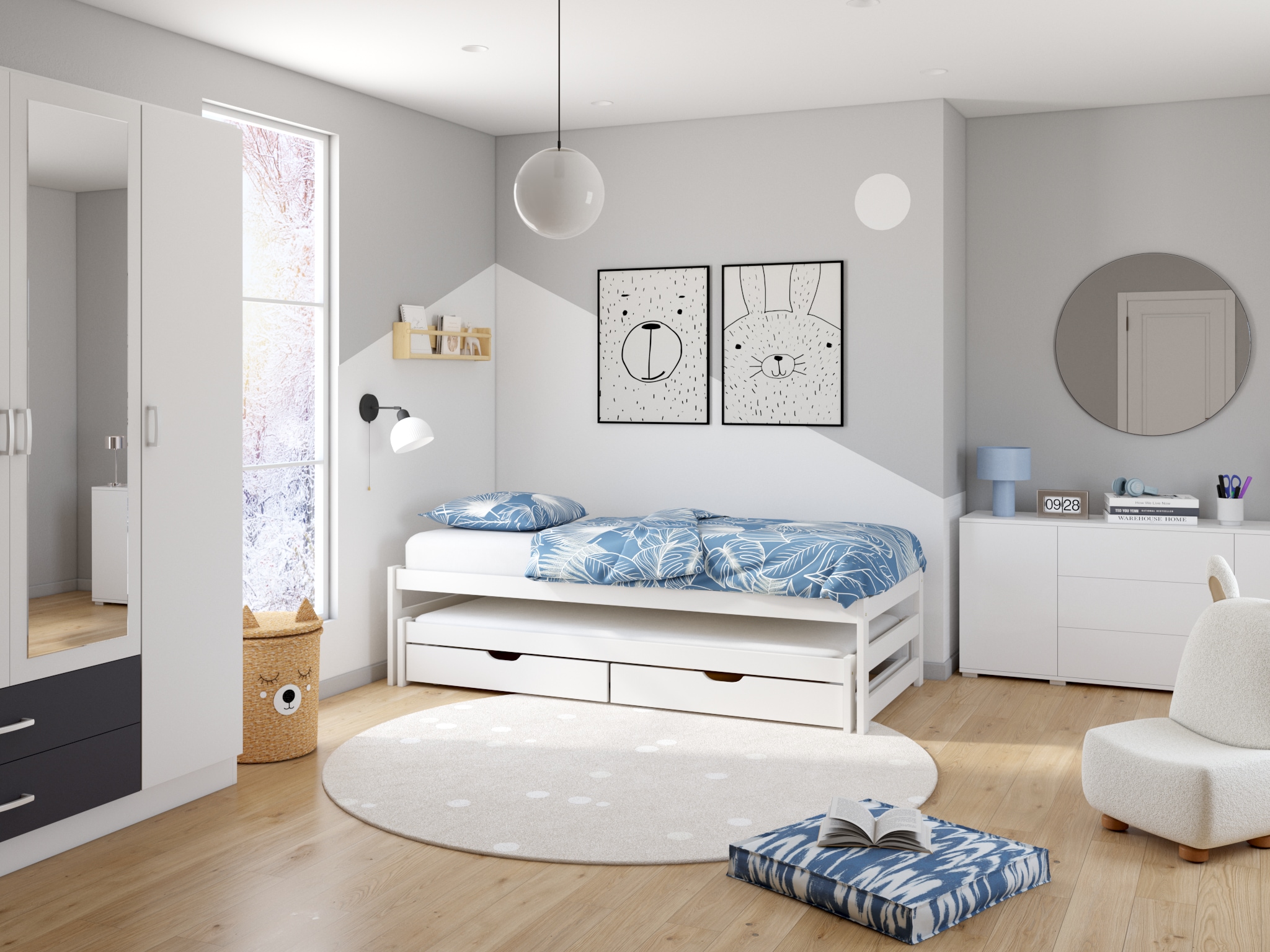 Lüttenhütt Lit fonctionnel »"TORGNY " mit 2 Schubladen« mit zwei Schlafplätzen