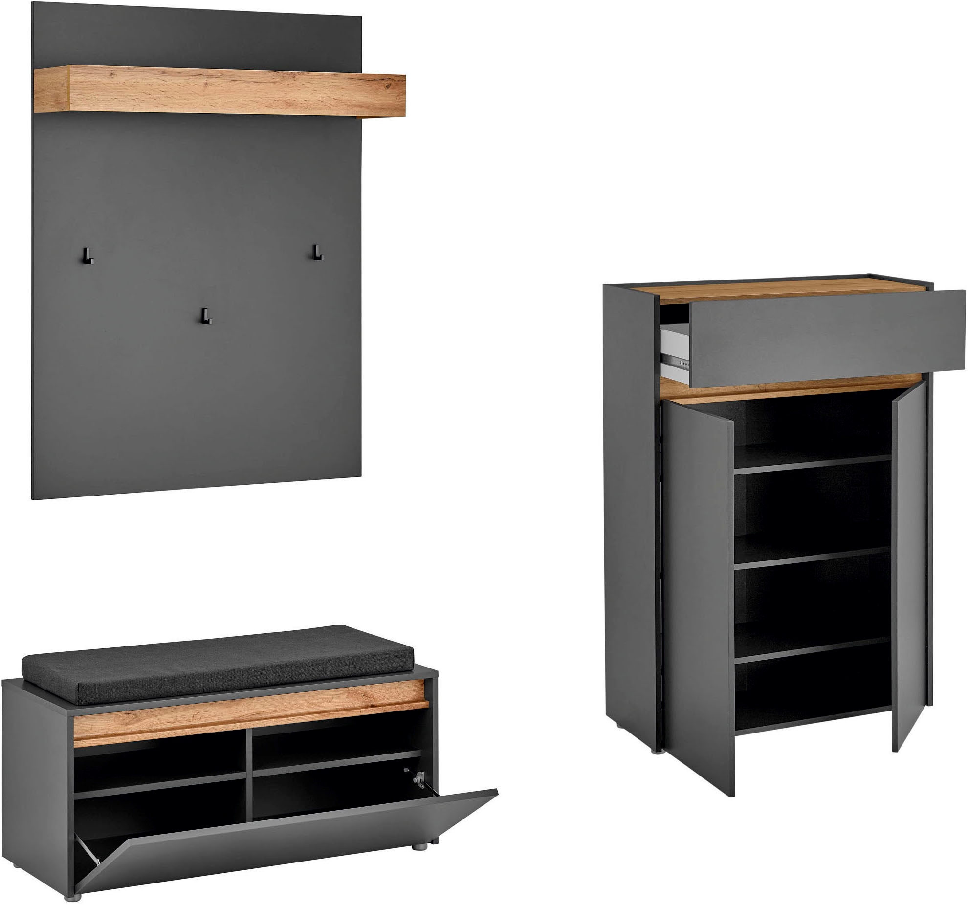 Home affaire Ensemble de vestiaires »City/Giron, moderne Garderobe, viel Stauraum, ca. 24 Schuhe« Set, 3 cuis tlg.